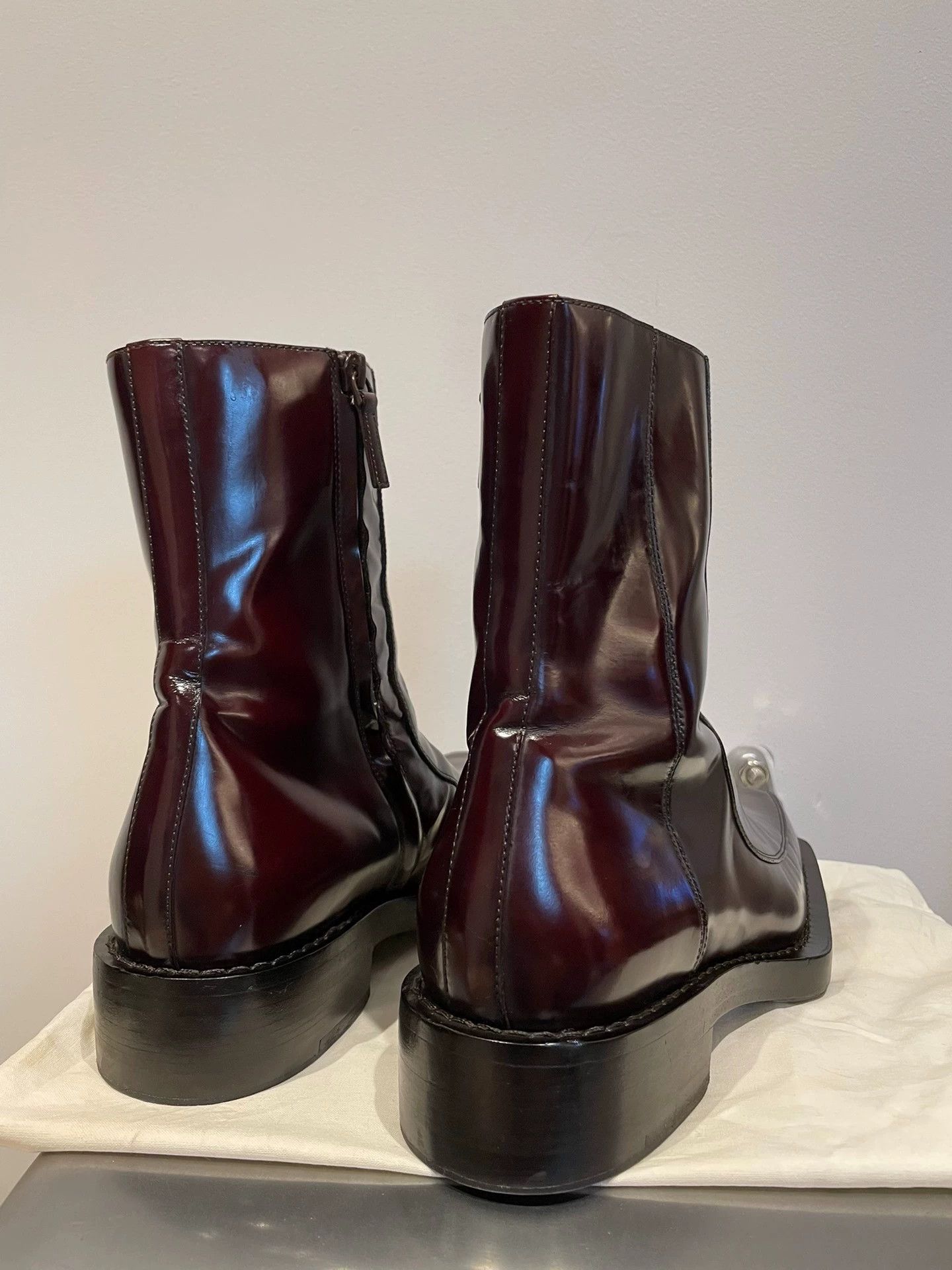 Balenciaga BALENCIAGA 17SS patent burgundy square-toe high-top boots 40 Size US 7 / EU 40 - 3 Thumbnail