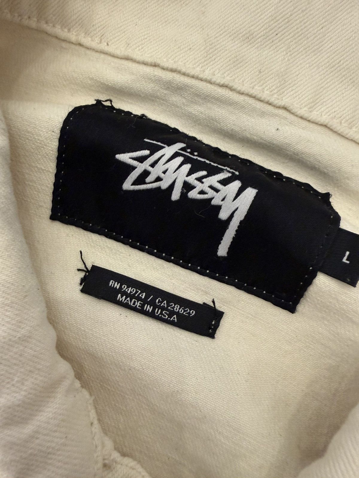 Stussy Stüssy Lined Denim Trucker Jacket Natural Cream Size Large Size US L / EU 52-54 / 3 - 3 Thumbnail