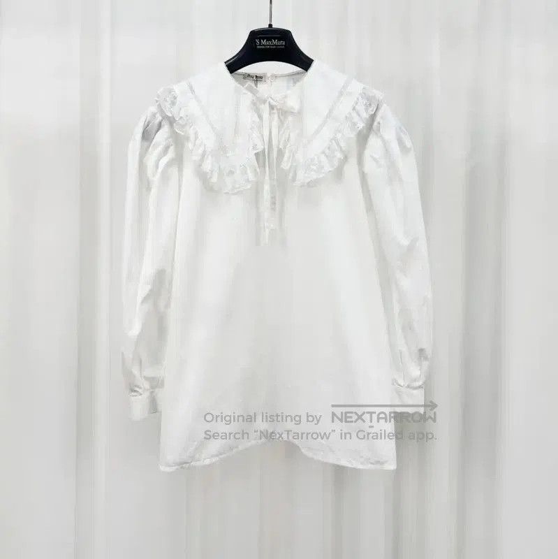Miu Miu Miu Miu White Cotton Embroidered Logo Shirt . Size M / US 6-8 / IT 42-44 - 1 Thumbnail