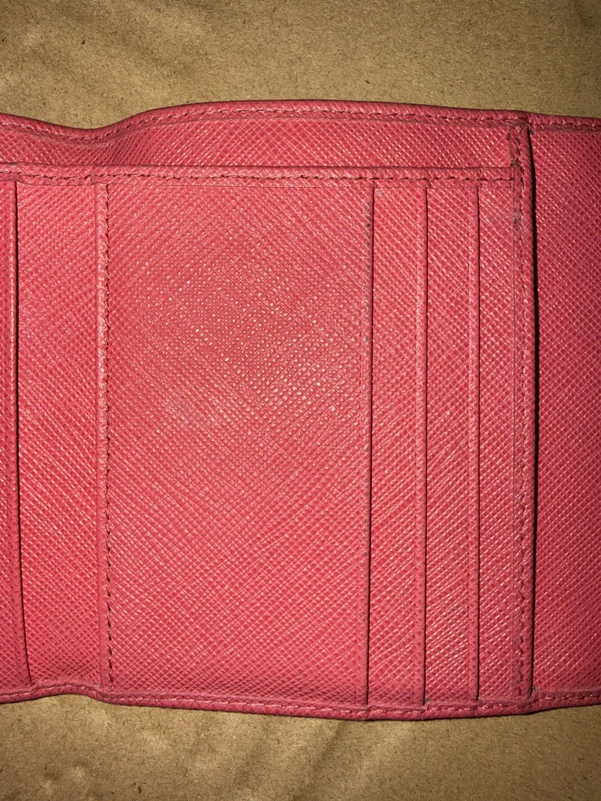 Prada Prada Pink Saffiano tri-fold leather wallet w/ Gold Badge! Size ONE SIZE - 10 Thumbnail