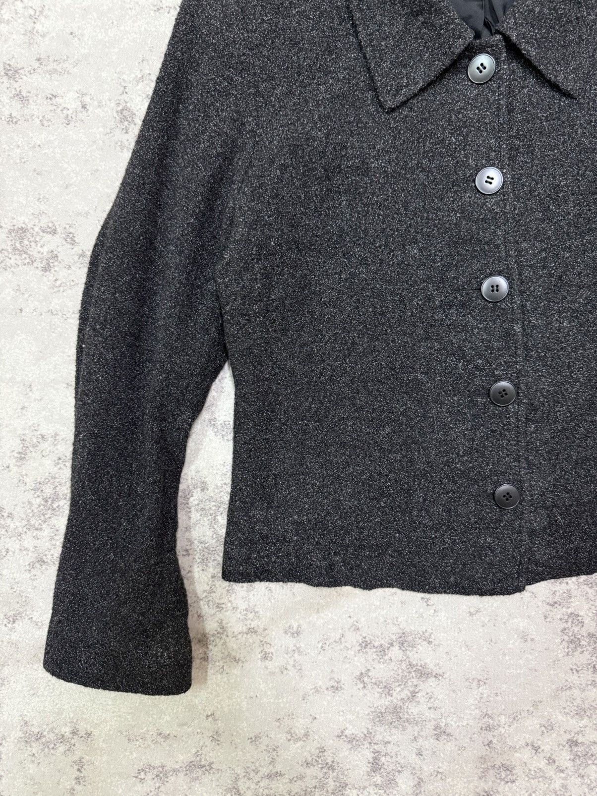 agnes b. Agnes B. Charcoal Black Light Tweed Jacket Button Up Size S / US 4 / IT 40 - 4 Thumbnail