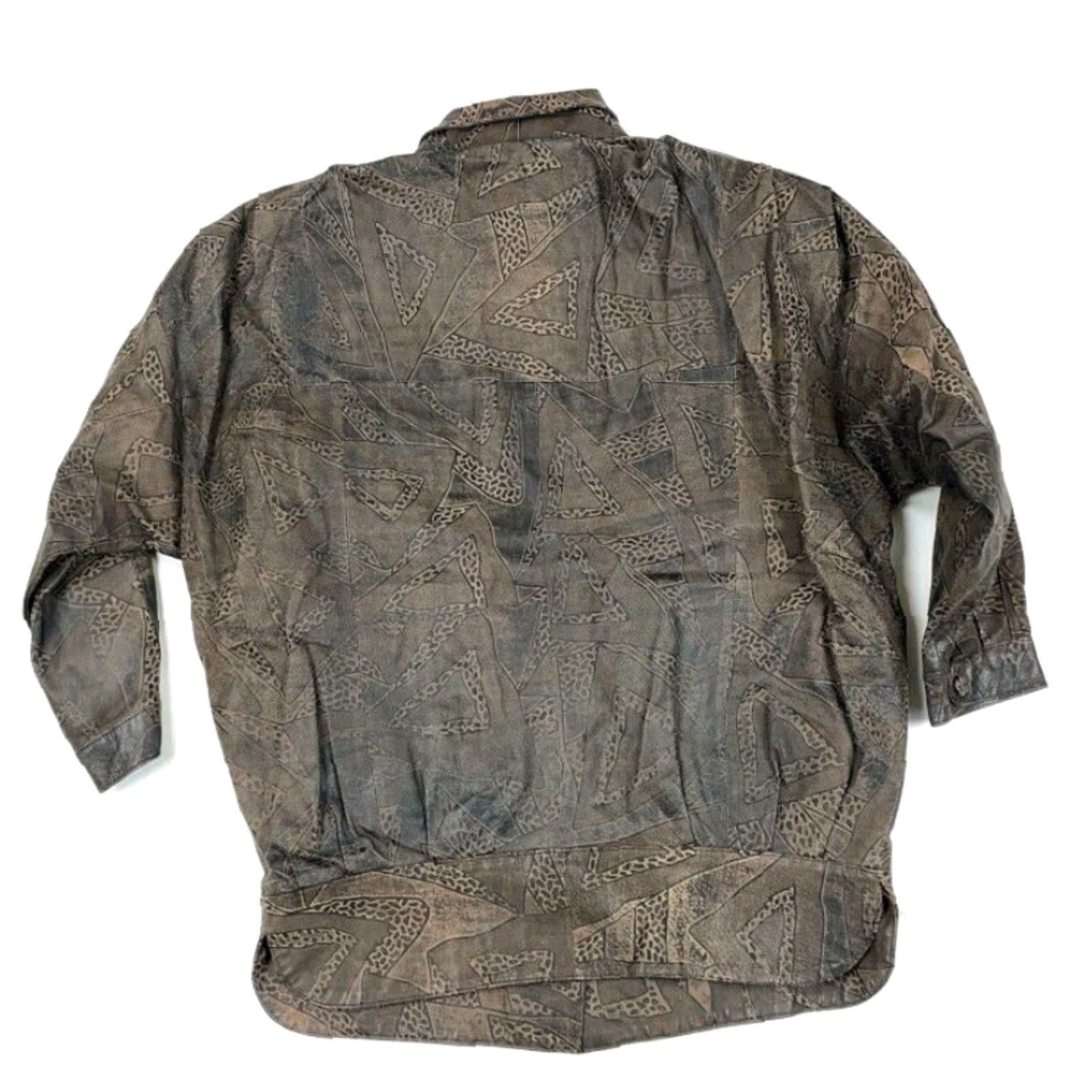 Vintage VINTAGE PELLE Brown Geometric Leopard Print Leather Jacket Women's Medium 90s Hipster Size M / US 6-8 / IT 42-44 - 2 Thumbnail