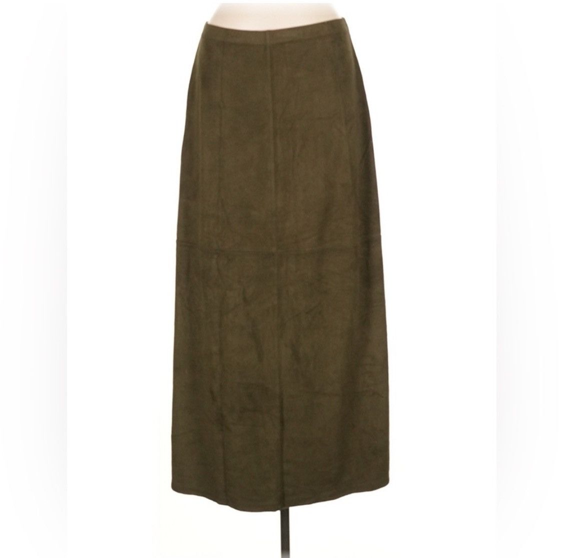 Liz Claiborne Olive Faux Suede Maxi Skirt Size 32" / US 10 / IT 46 - 1 Thumbnail
