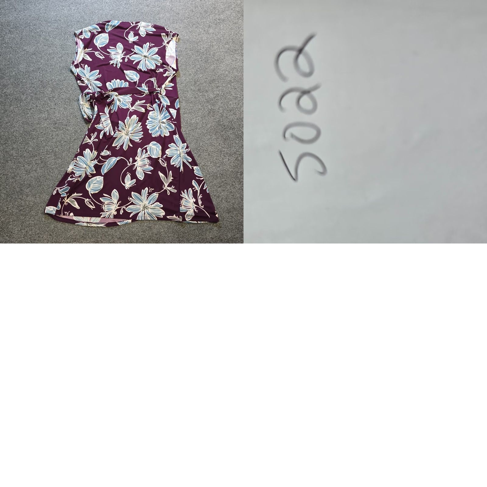 Vintage Lark & Ro Dress Women's 1X Purple Floral Wrap Front Stretch No Iron Knee Length Cap Sleeve V-Neck Career Dress Size XL / US 12-14 / IT 48-50 - 8 Thumbnail