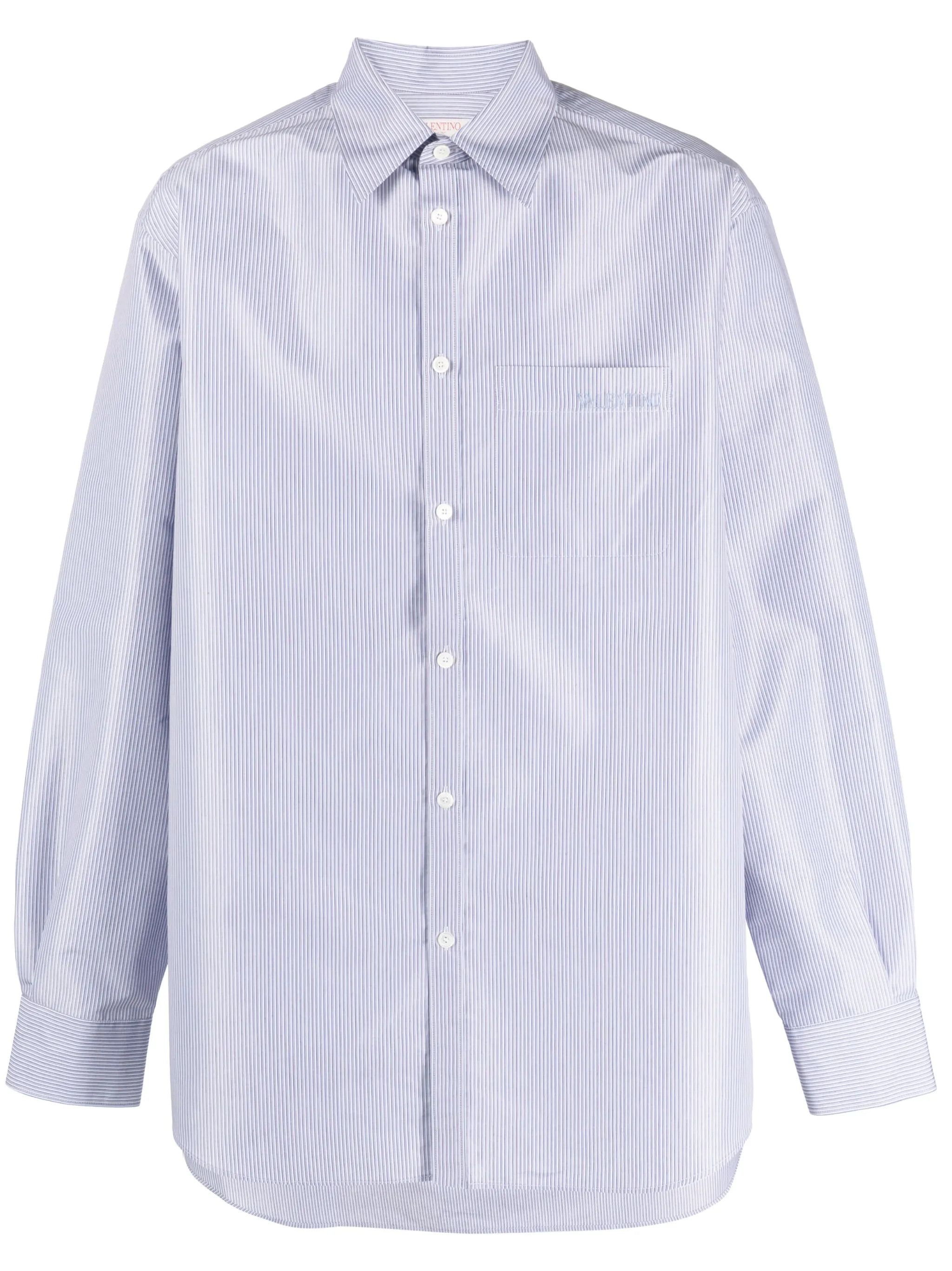 Valentino o1y0525 Logo Solid Color Shirt in Sky Blue Size US S / EU 44-46 / 1 - 1 Thumbnail
