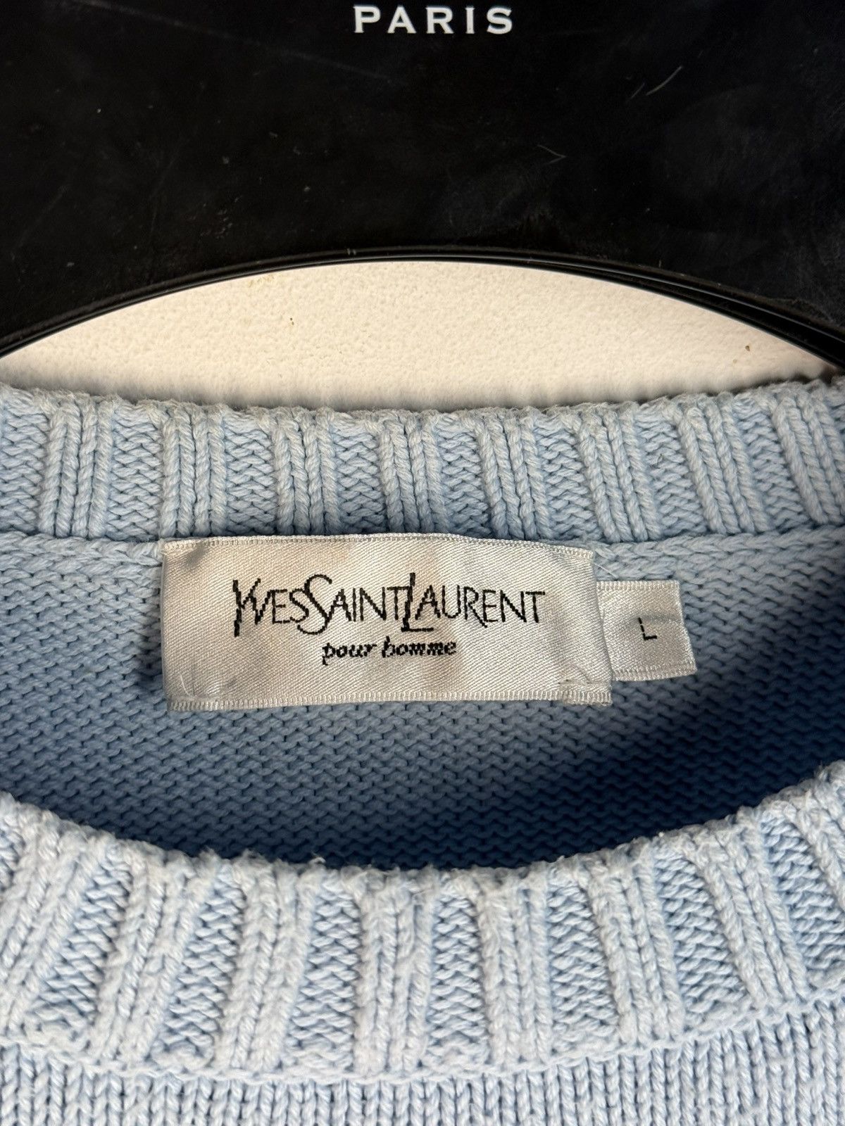 Yves Saint Laurent Blue YSL Sweater Knit Big Logo Vintage Paris Sweatshirt Rare Size US L / EU 52-54 / 3 - 4 Thumbnail