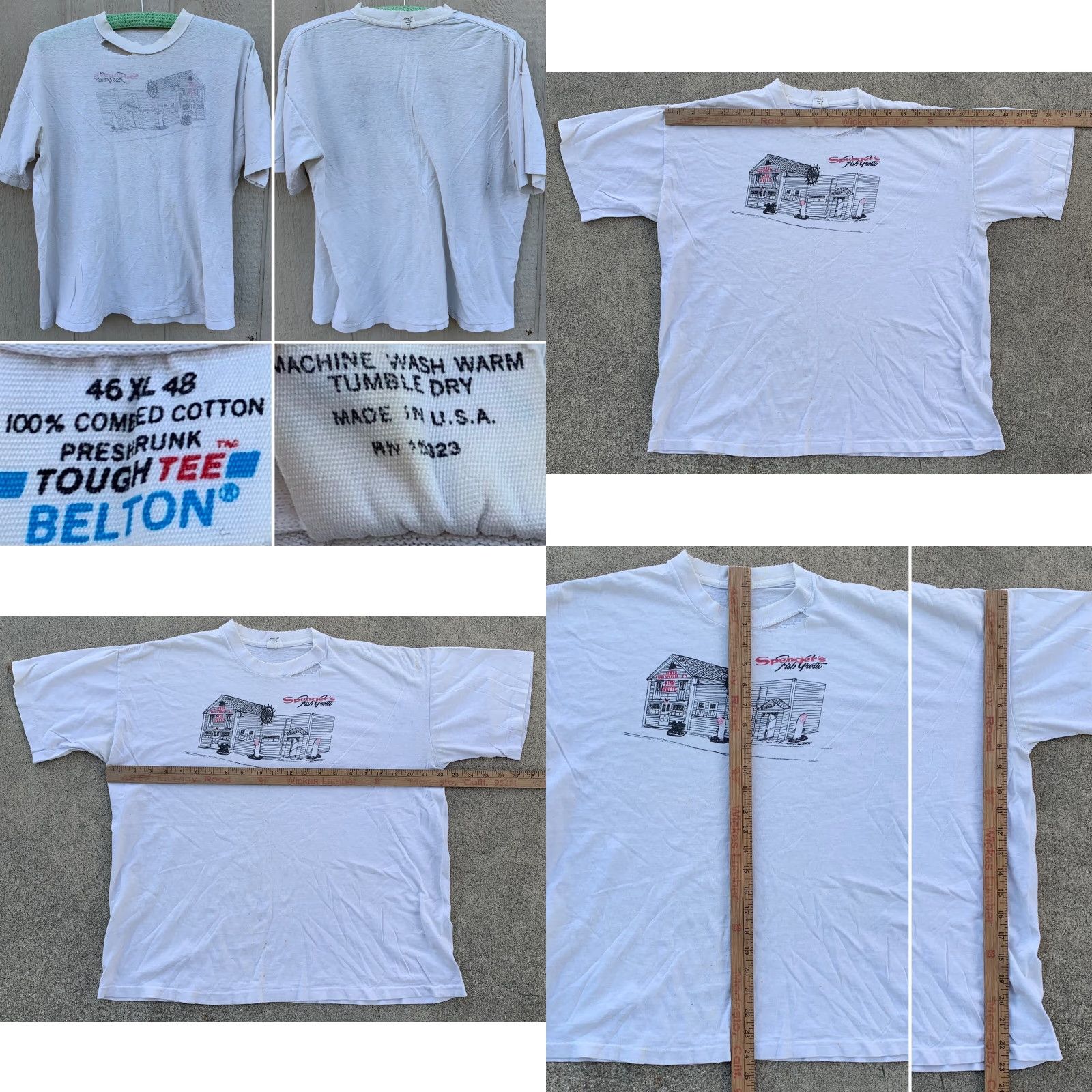 Vintage VINTAGE Belton Spengers Fish Grotto t shirt Short Sleeve White Cotton XL Mens Graphic Tee Vintage Sportswear/Beach 90s Size US XL / EU 56 / 4 - 11 Thumbnail