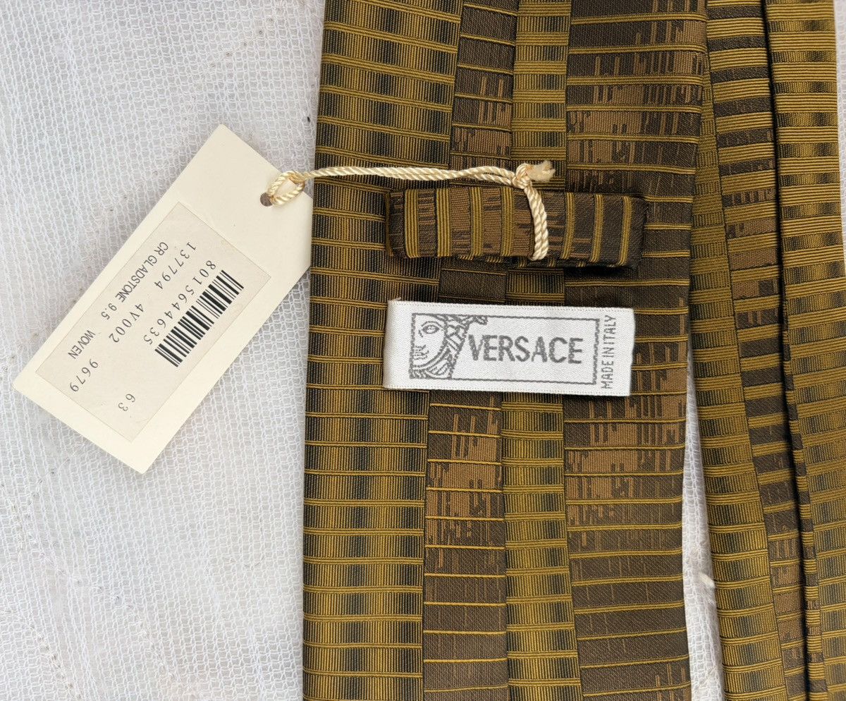 Versace Versace Medusa TIE Yellow Brown Men's NECKTIE Geometric Size ONE SIZE - 4 Thumbnail