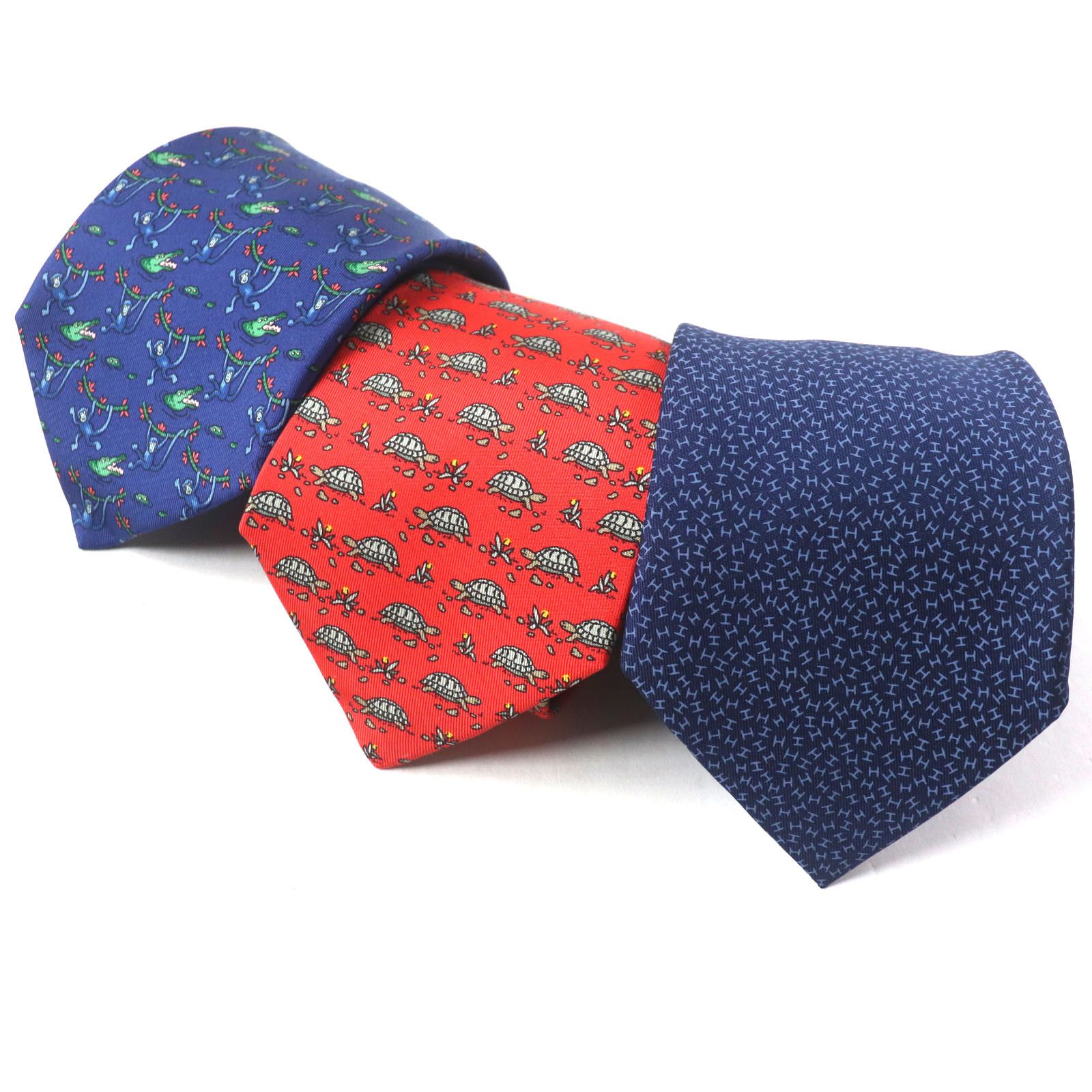 Hermes Hermes Cravatt H Logo/Turtle Pattern/Monkey & Crocodile Pattern Silk Tie Others Necktie