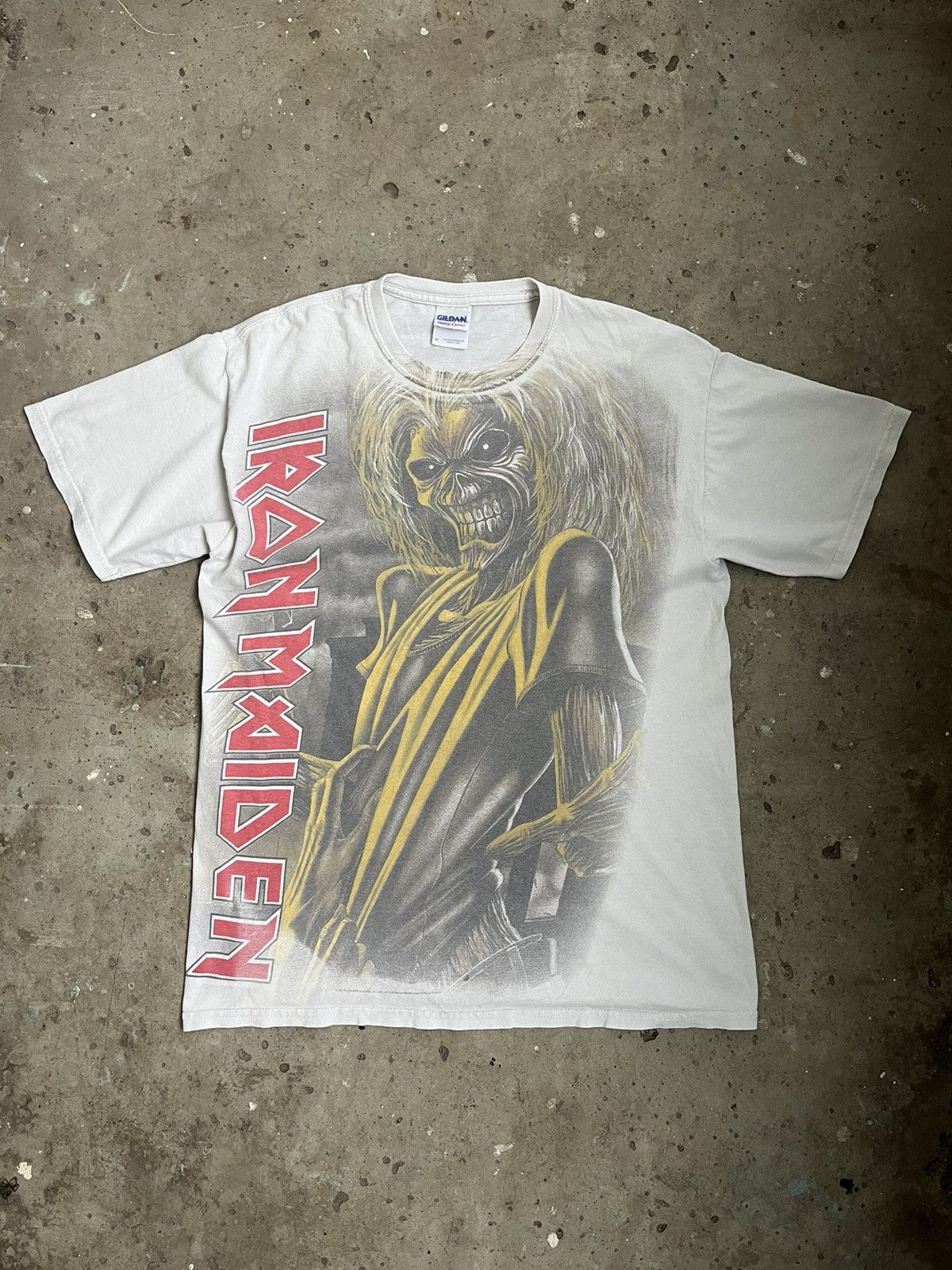 IRON MAIDEN Skull Pattern Band T-shirt, Men's XL size cotton black type Vintage Second Hand