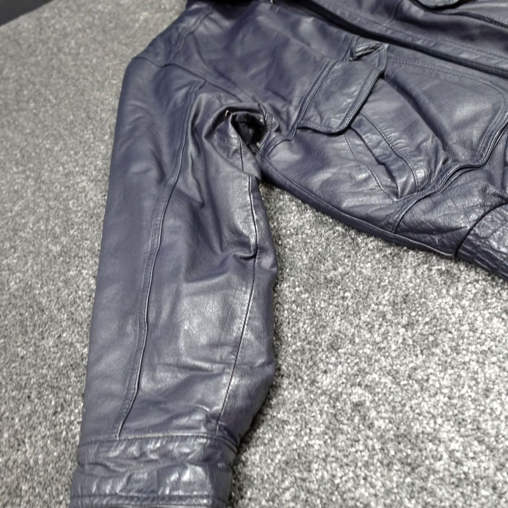 Vintage VINTAGE St Michael Jacket Mens S Leather Bomber Blue Size Size US S / EU 44-46 / 1 - 2 Thumbnail
