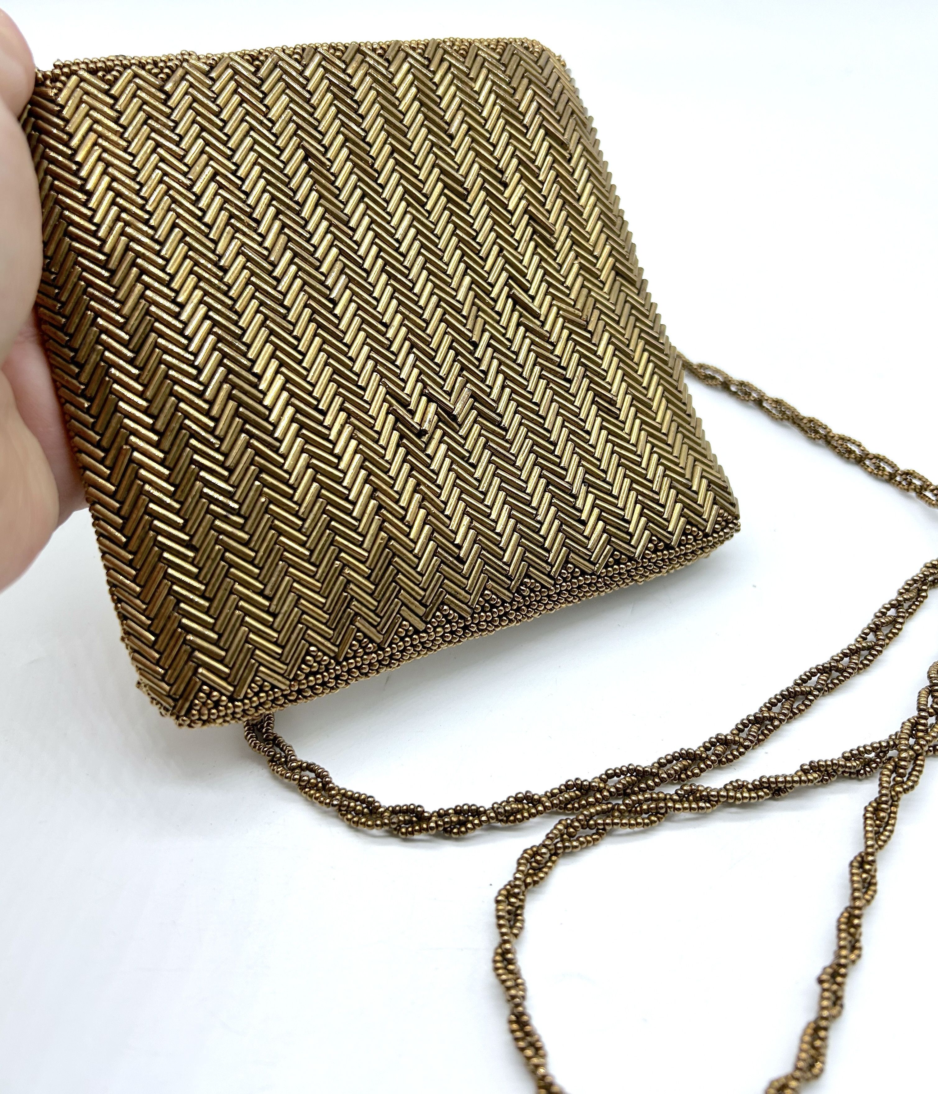 Vintage Bronze Beaded Satin Lined Bag Size ONE SIZE - 3 Thumbnail