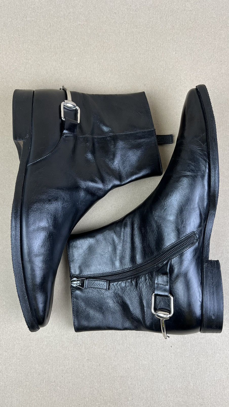 Gucci GUCCI Boots Ankle Leather Shoes HORSEBIT Side Zip Black Mens Size US 6.5 / EU 39-40 - 9 Thumbnail