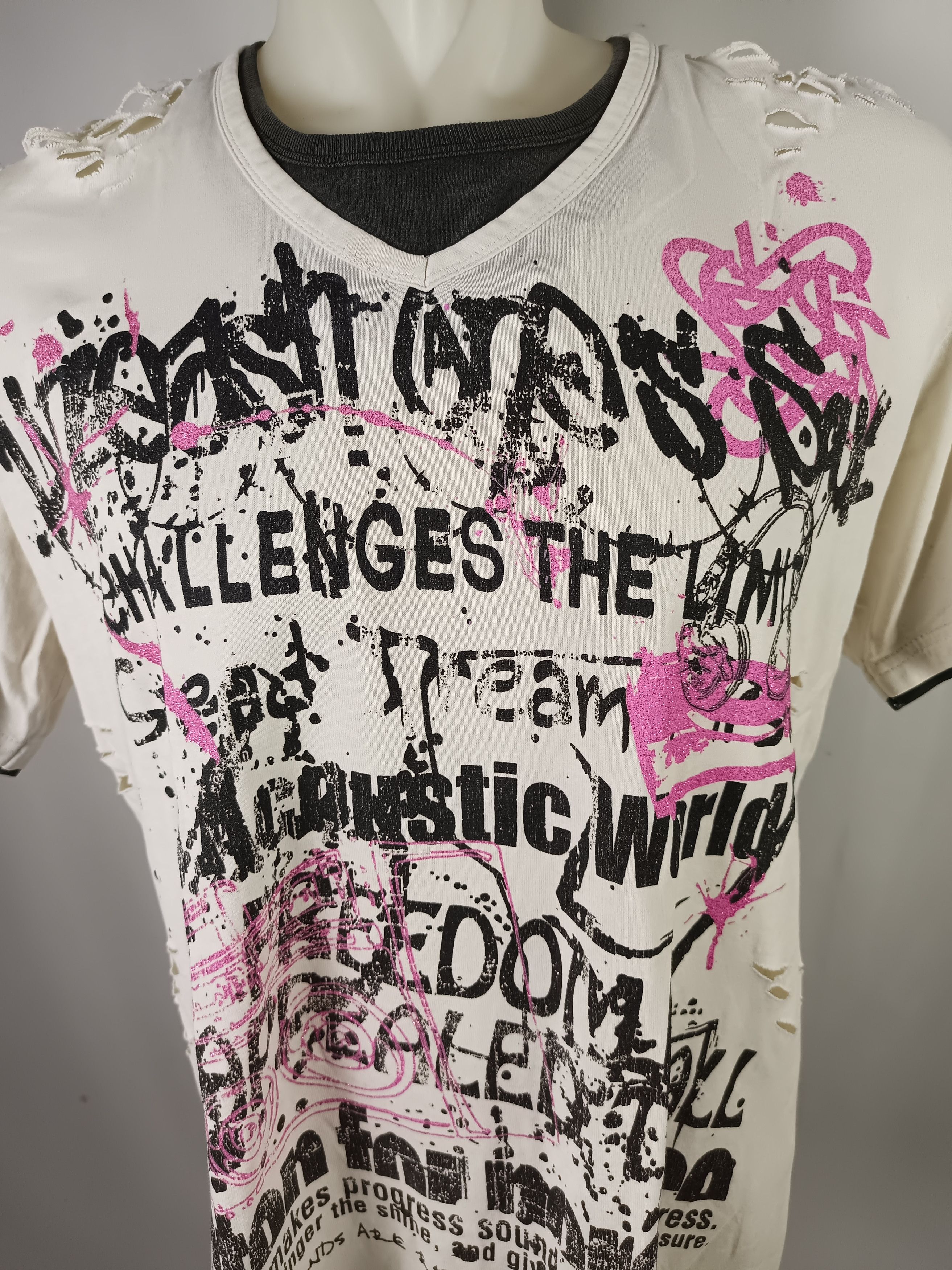 If Six Was Nine × Japanese Brand × Vintage Time Step POEM Print Distressed Tshirt Double Layer Size US XL / EU 56 / 4 - 2 Thumbnail