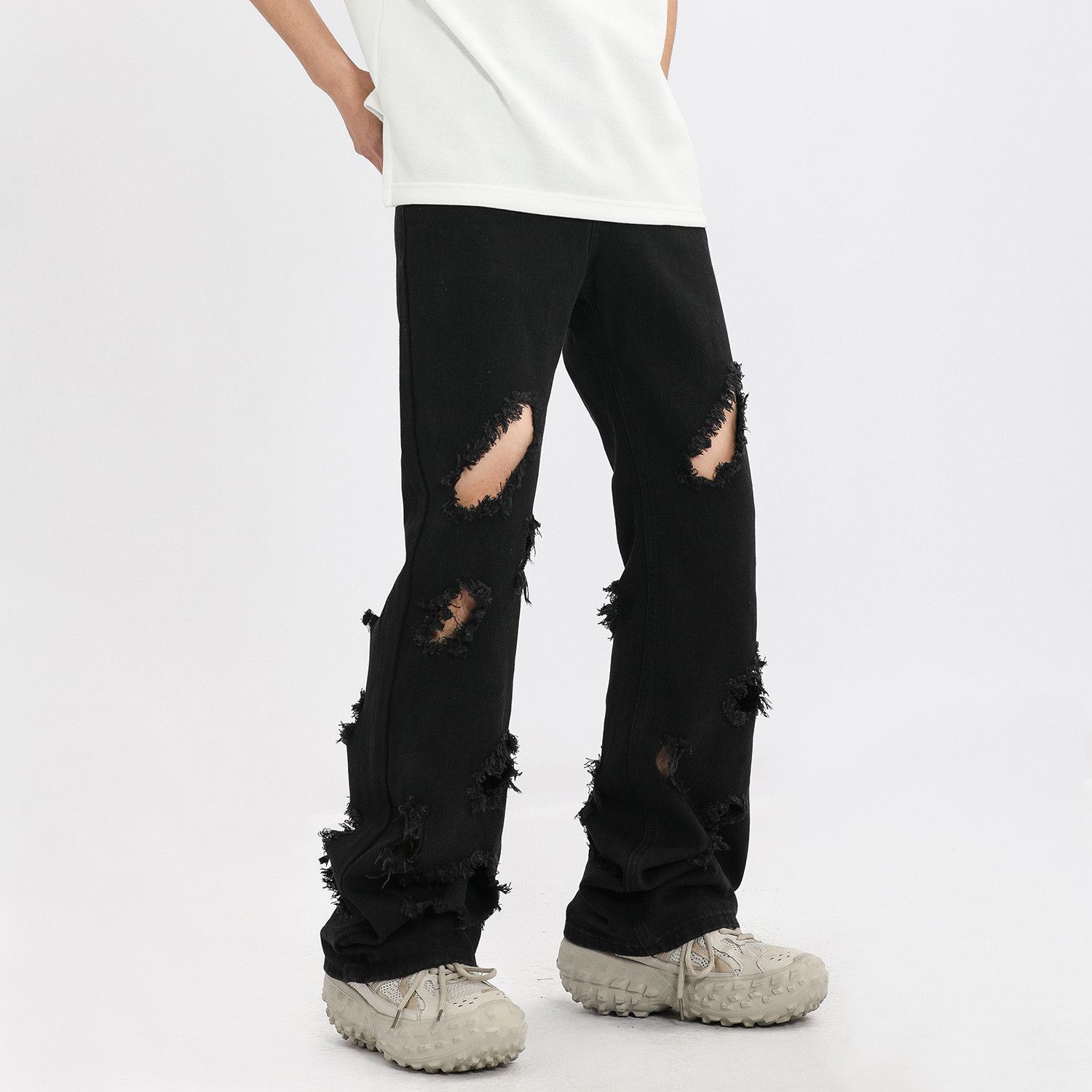 Japanese Brand American men's retro straight leg casual ripped jeans Size US 32 / EU 48 - 3 Thumbnail