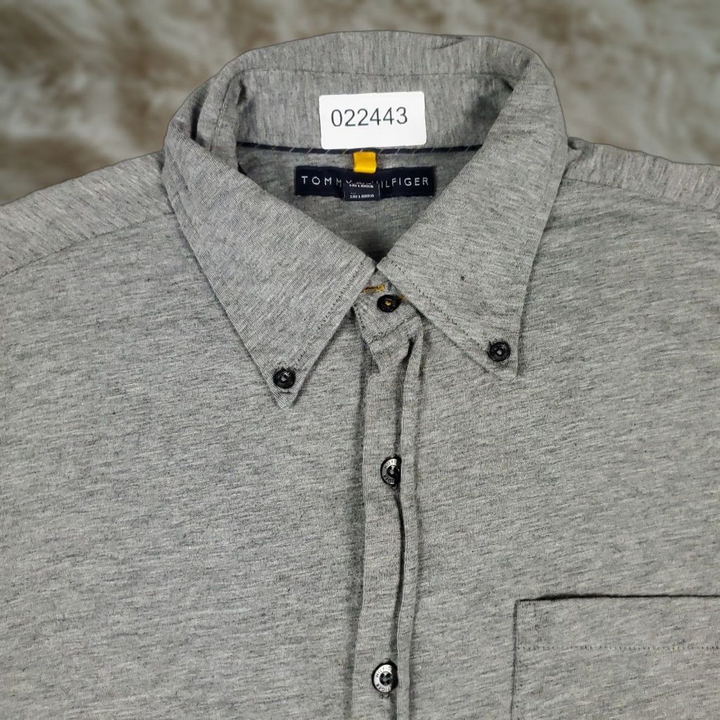 Tommy Hilfiger Tommy Hilfiger Shirt Men L Gray Short Sleeve Button-Up Cotton Casual Logo Mens Size US L / EU 52-54 / 3 - 1 Thumbnail
