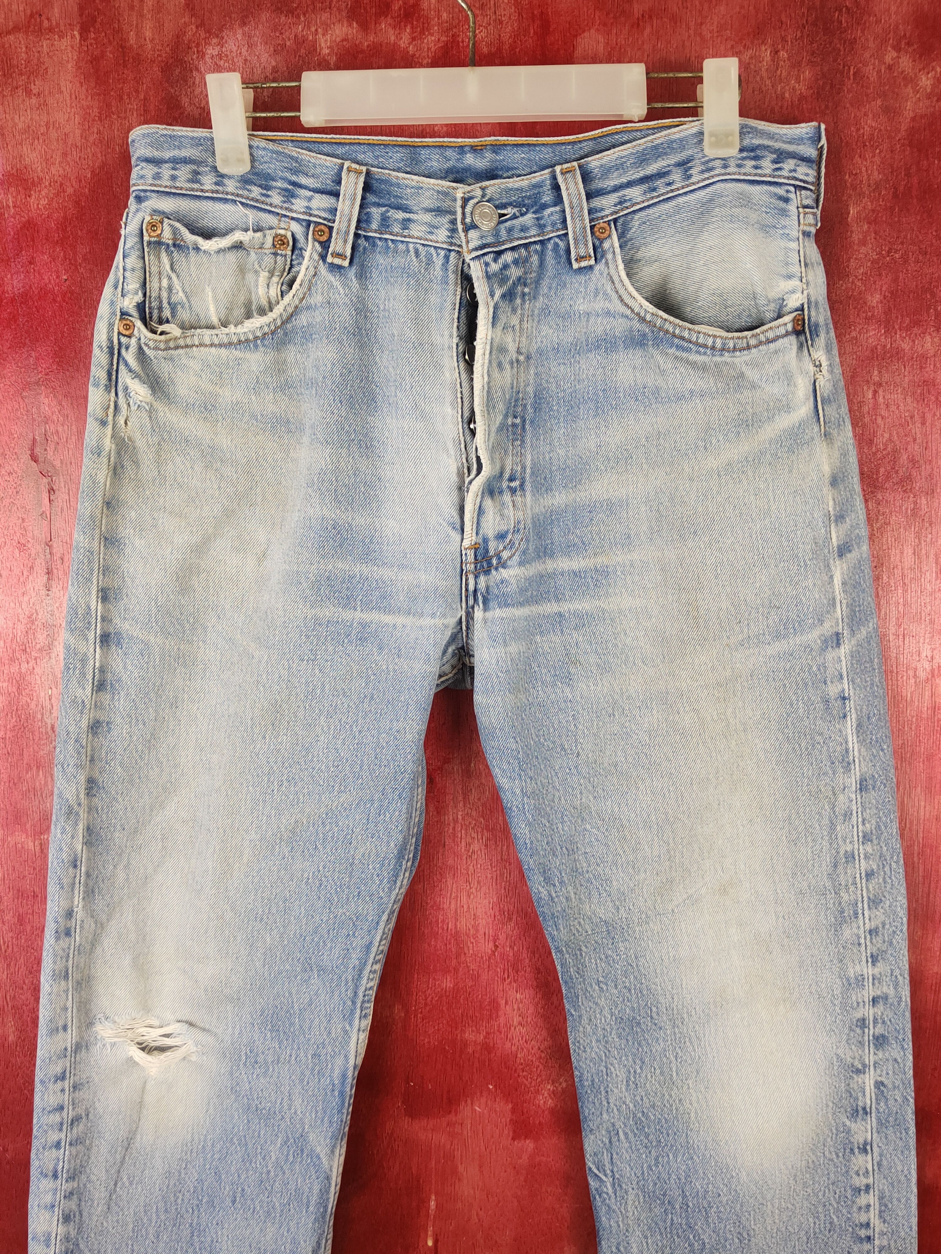 Levi's DL 501 Levi's Blue Distressed Denim vintage Pants #S1373 Size US 33 - 2 Thumbnail