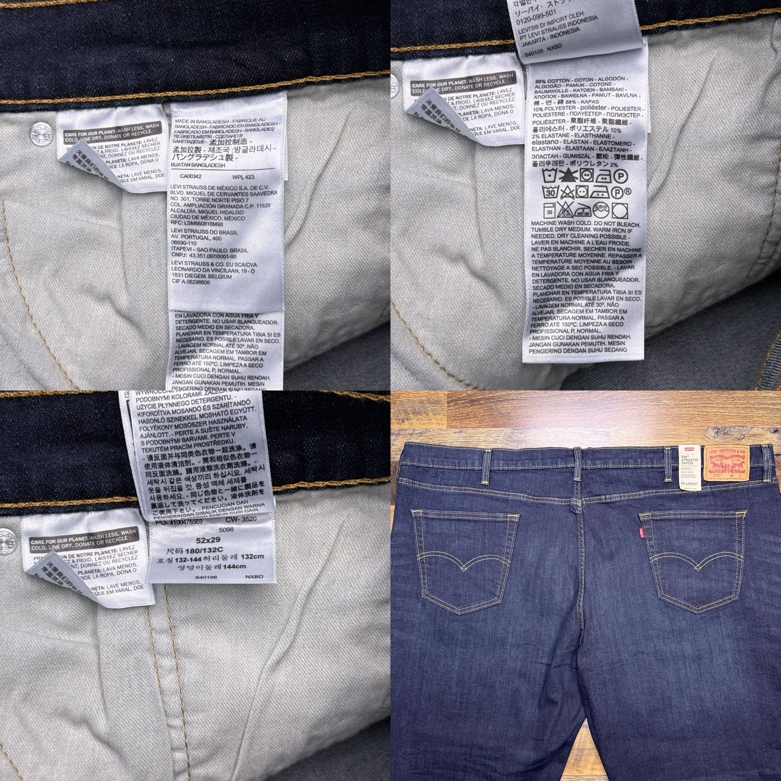 Levi's Levi's 541 Jeans Tapered Athletic Rise High 52 Big & Tall Denim Blue 29 in Inseam Mens Size US 36 / EU 52 - 8 Thumbnail