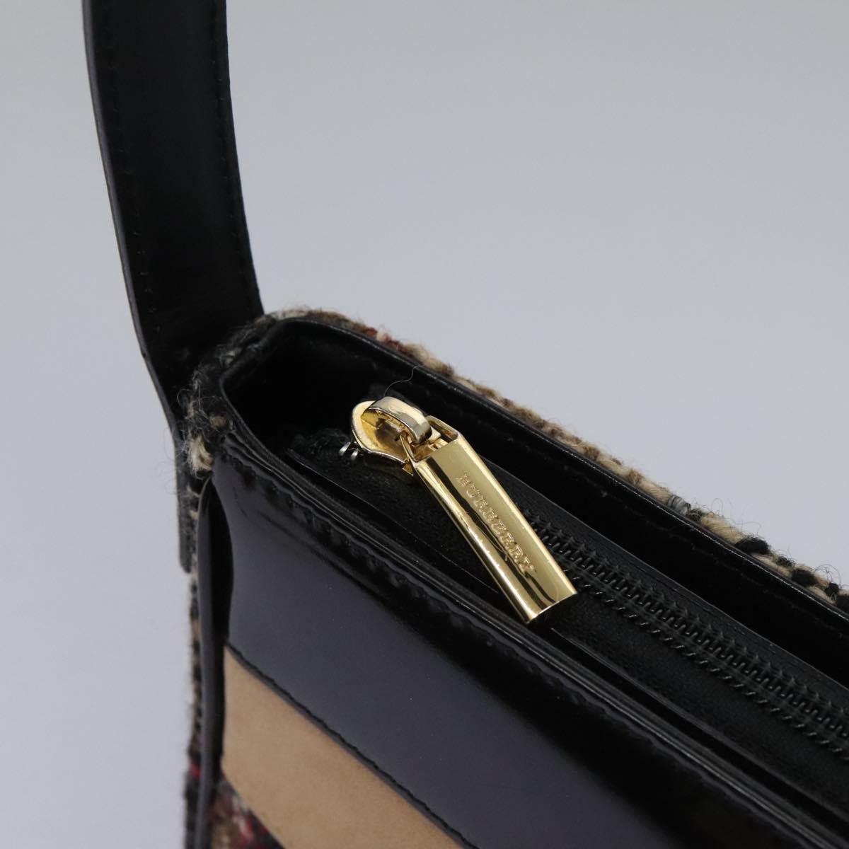 Burberry Burberry Nova Check Shoulder Bag Wool Suede Leather Beige Size ONE SIZE - 10 Thumbnail