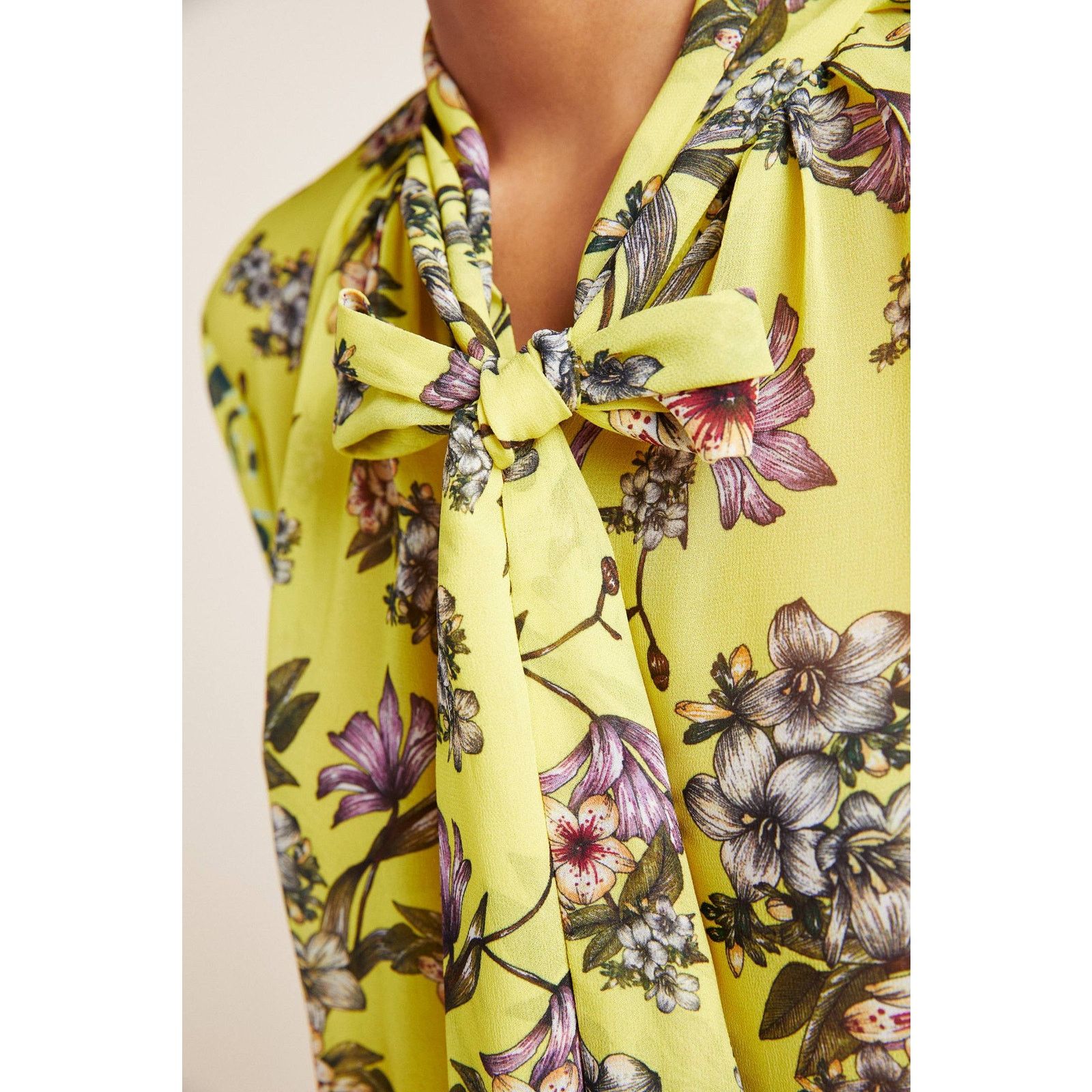 Anthropologie New Varun Bahl Mindy Tie-Neck Floral Blouse $140 XS Yellow Size XS / US 0-2 / IT 36-38 - 2 Thumbnail