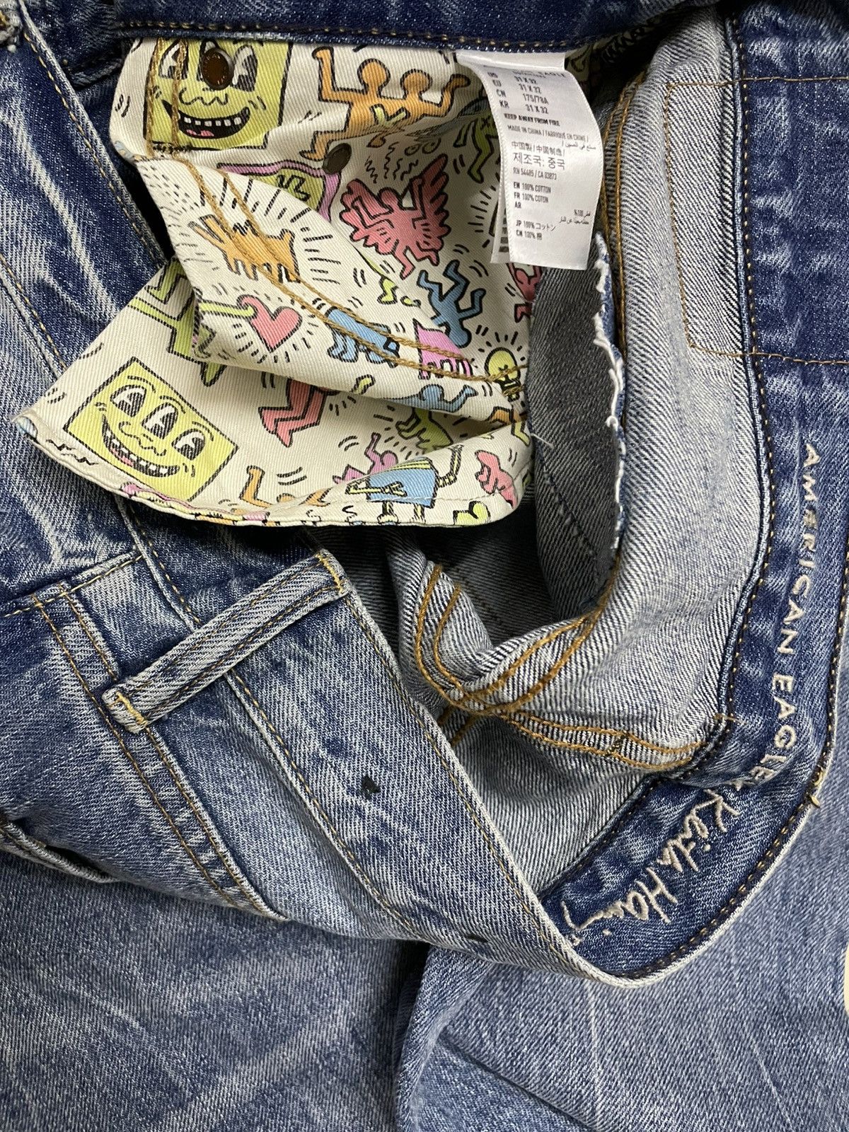 American Eagle Outfitters DESIGNER AMERICAN EAGLE X KEITH HEARING PATCHWORK BORO DENIM Size US 32 / EU 48 - 15 Thumbnail