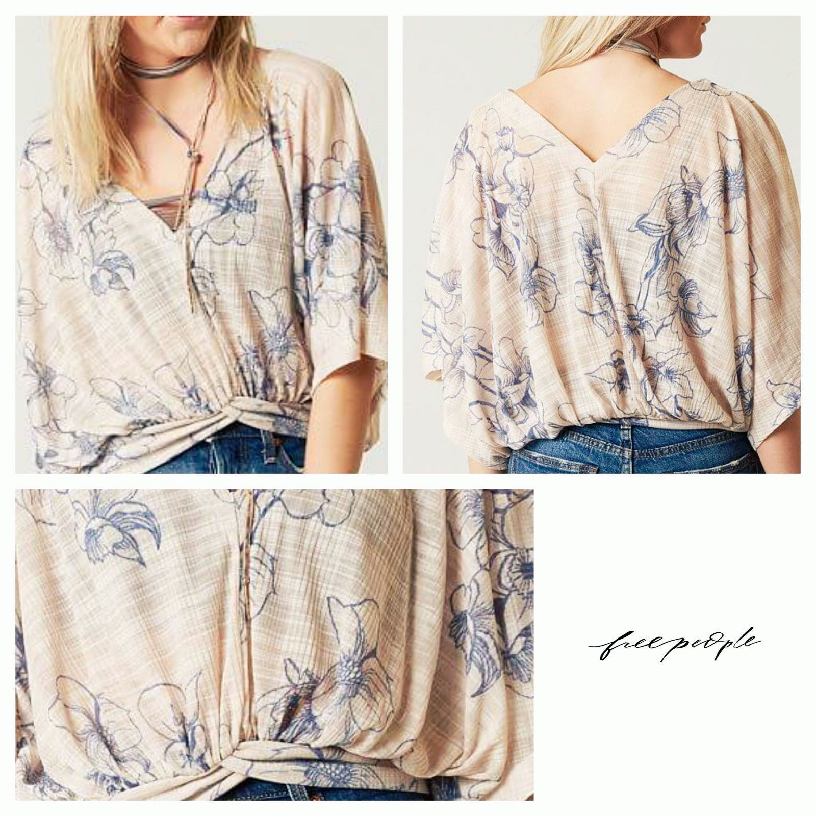 Free People EUC Free People One Dance Top Sz. XS [0-2] Cream Blue Size XS / US 0-2 / IT 36-38 - 1 Thumbnail
