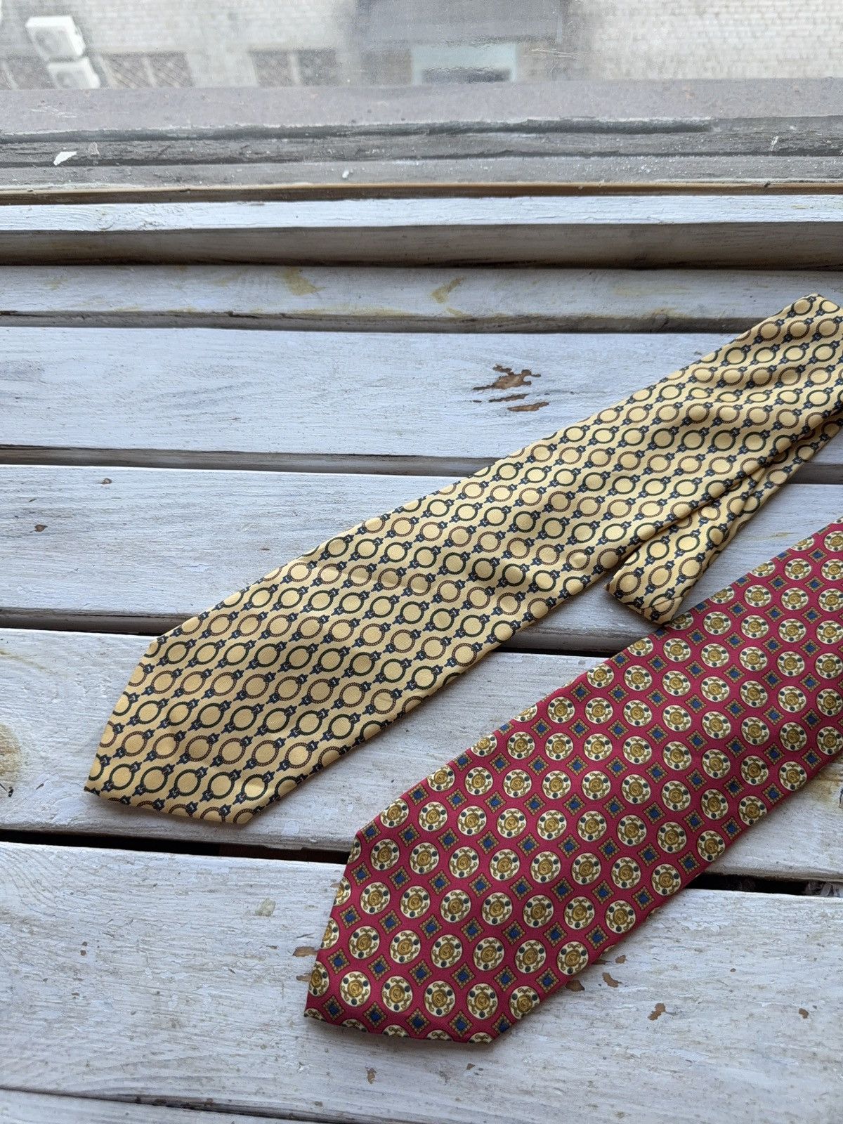 Designer Lot of 2 Vintage Sergio Silk Ties Geometric Retro Pattern Size ONE SIZE - 2 Thumbnail