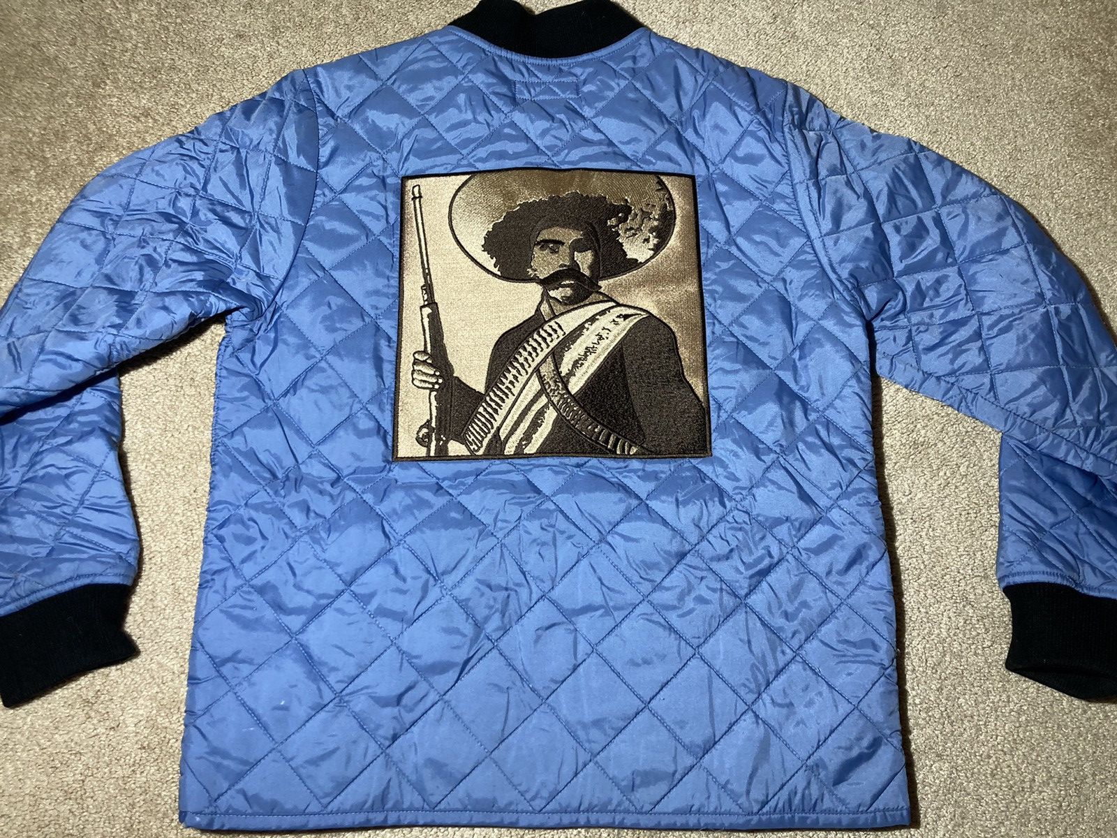 image of Ss17 Supreme Zapata Quilted Padded Jacket Baby Blue 2017 War, Men's (Size Small)