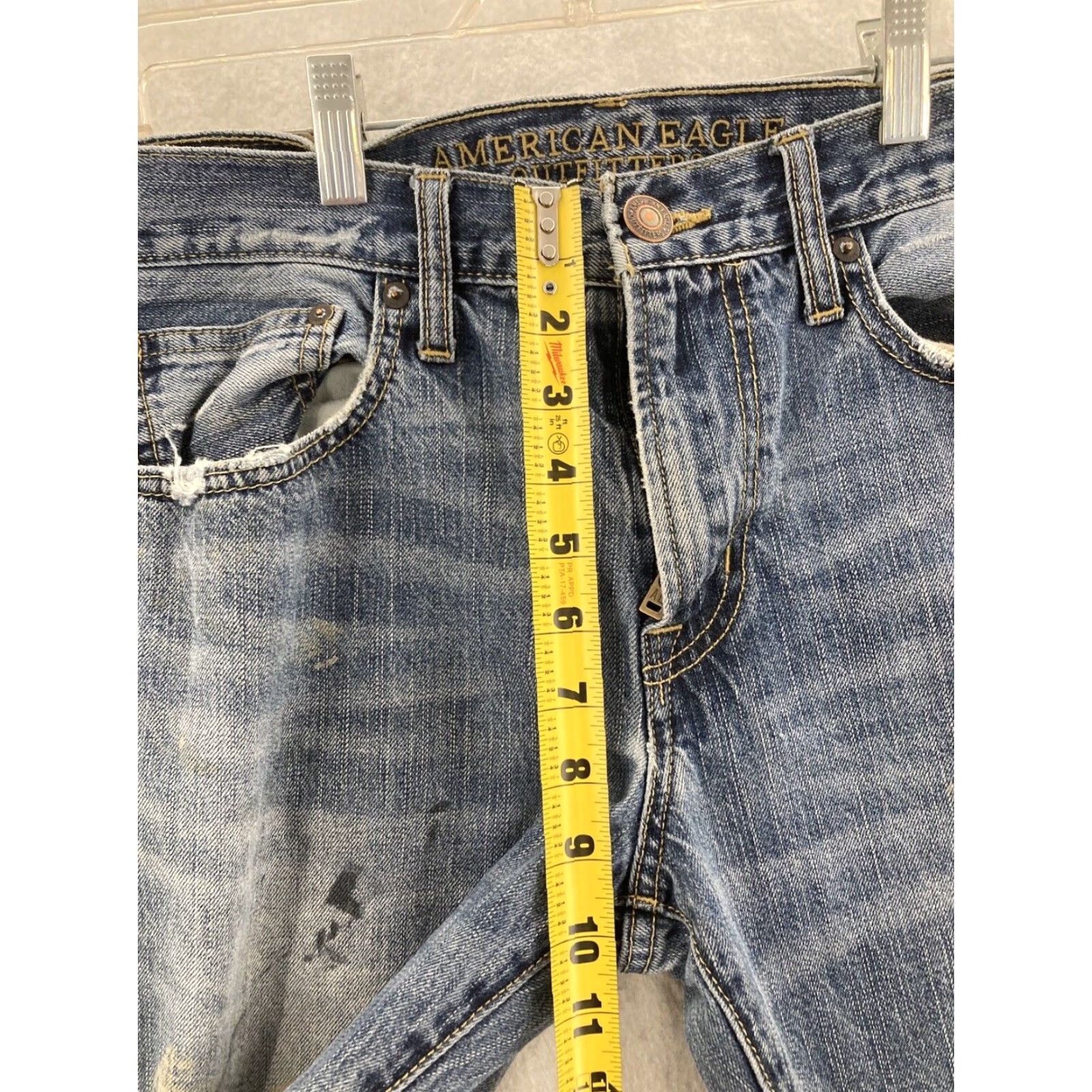 American Eagle Outfitters American Eagle Outfitters Jeans Mens 32 x 30 Denim Distressed Blue 5-Pocket Regular Straight Belt Loops USA Modern 90s Mens Size US 32 / EU 48 - 4 Thumbnail