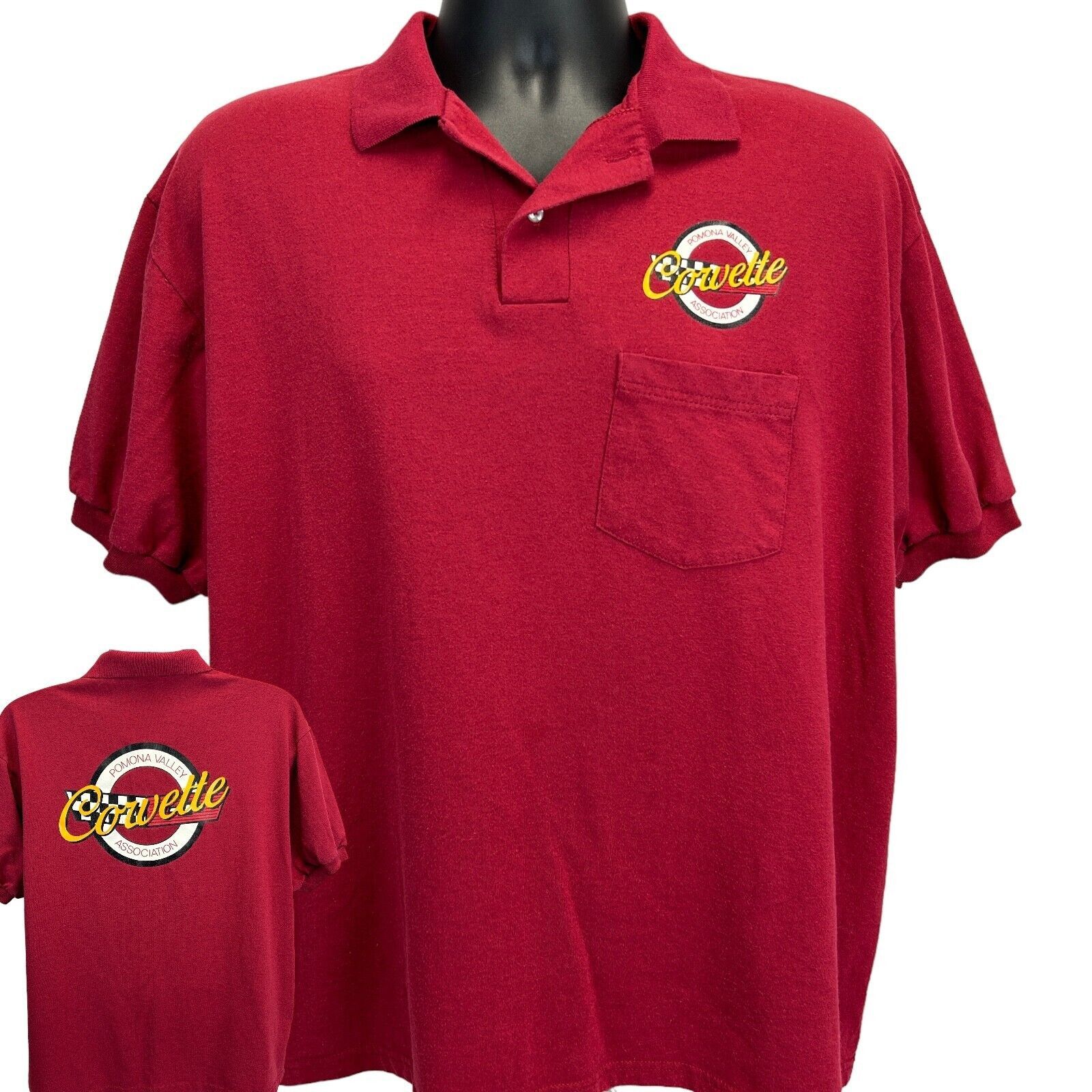 Vintage Vintage Pomona Valley Corvette Assoc Polo Shirt Red PVCA L Size US L / EU 52-54 / 3 - 1 Thumbnail