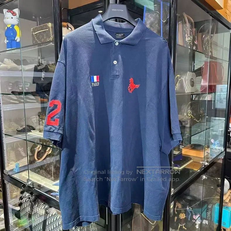 Balenciaga Balenciaga Distressed Battle Horse Red Logo Polo Size US M / EU 48-50 / 2 - 1 Thumbnail