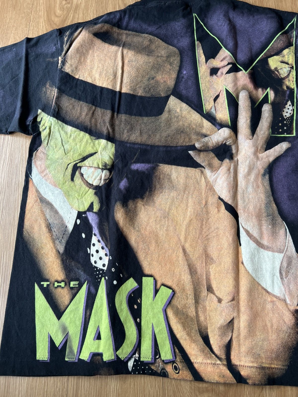 Vintage The Mask Movie Jim carrey all over prints faded black tee Size US XL / EU 56 / 4 - 2 Thumbnail