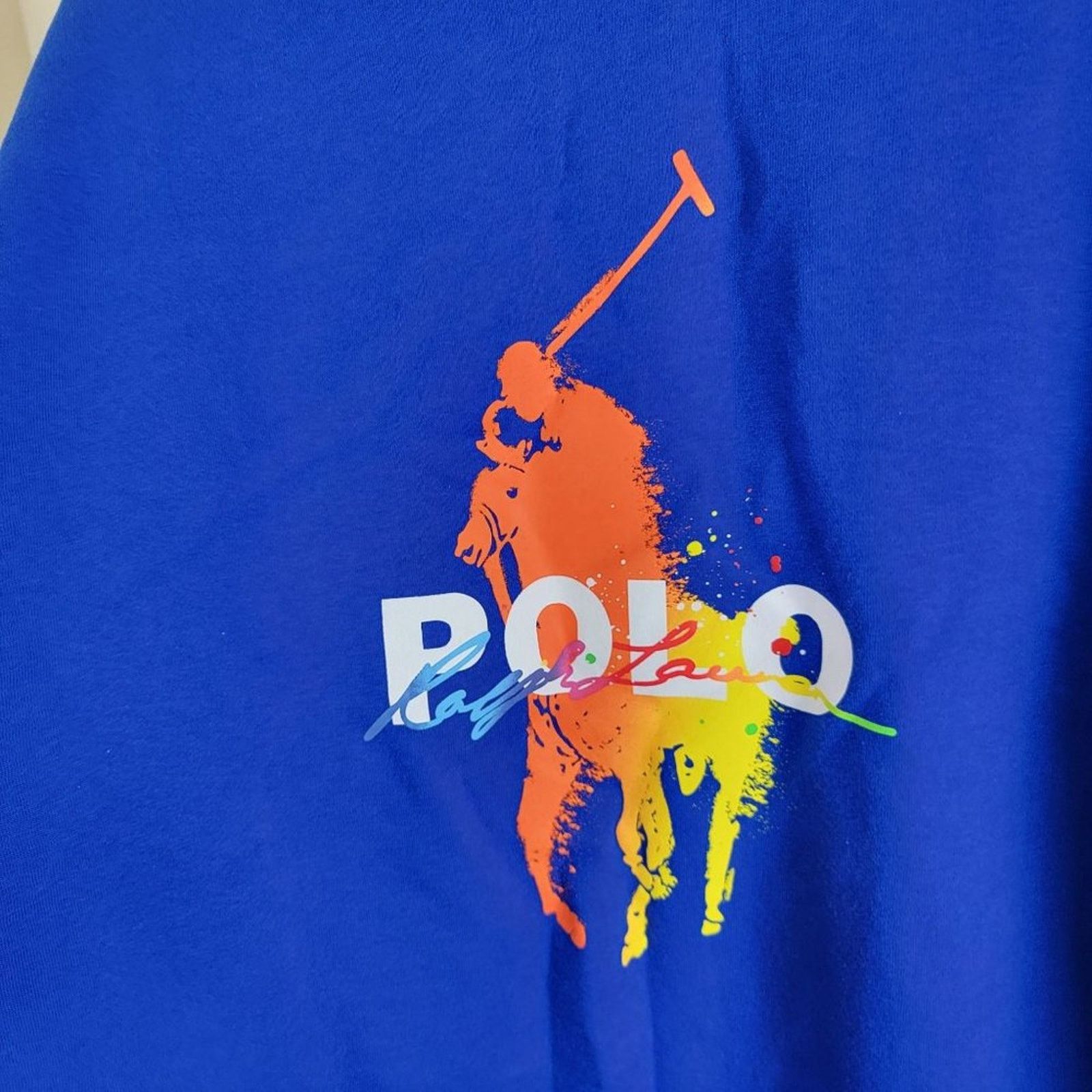 Polo Ralph Lauren Polo Ralph Lauren Blue Paint Splatter Big Pony Sweatshirt Size US L / EU 52-54 / 3 - 5 Thumbnail