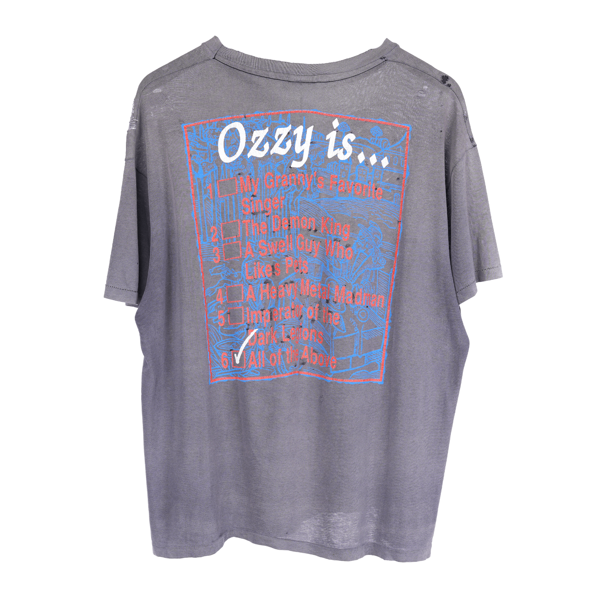 Vintage VINTAGE 1980S OZZY OSBOURNE OZZY IS... CHECKLIST THRASHED FA Size US XL / EU 56 / 4 - 2 Thumbnail