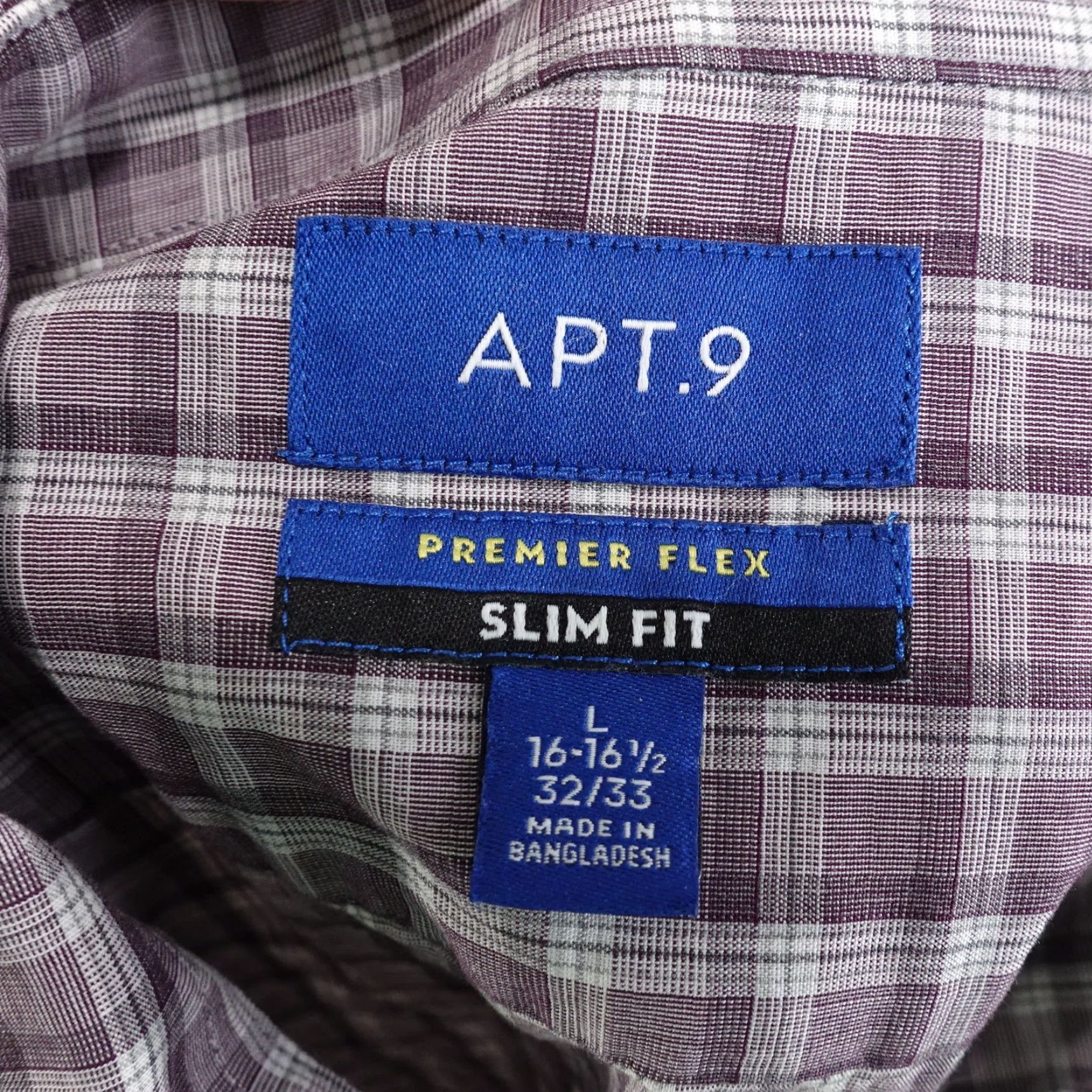 Apt. 9 APT. 9 PREMIER FLEX SLIM FIT MAUVE PLAID BUTTON UP SHIRT MENS L 16-16.5 32/33 Size US L / EU 52-54 / 3 - 6 Thumbnail