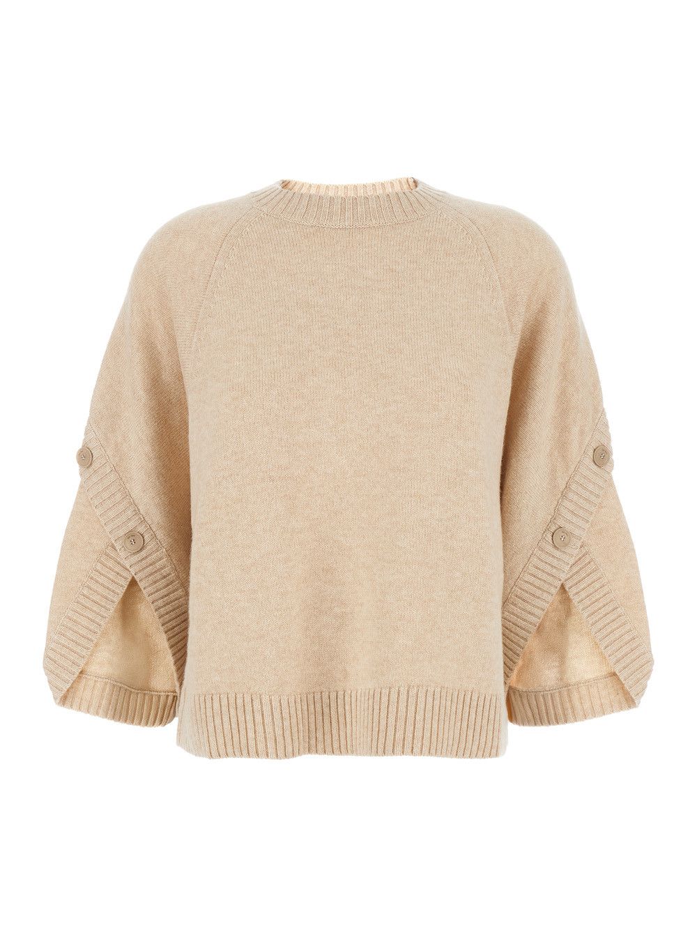 Max Mara 'Ampex' Beige Crewneck Sweater in Wool and Cashmere Woman Size M / US 6-8 / IT 42-44 - 1 Thumbnail