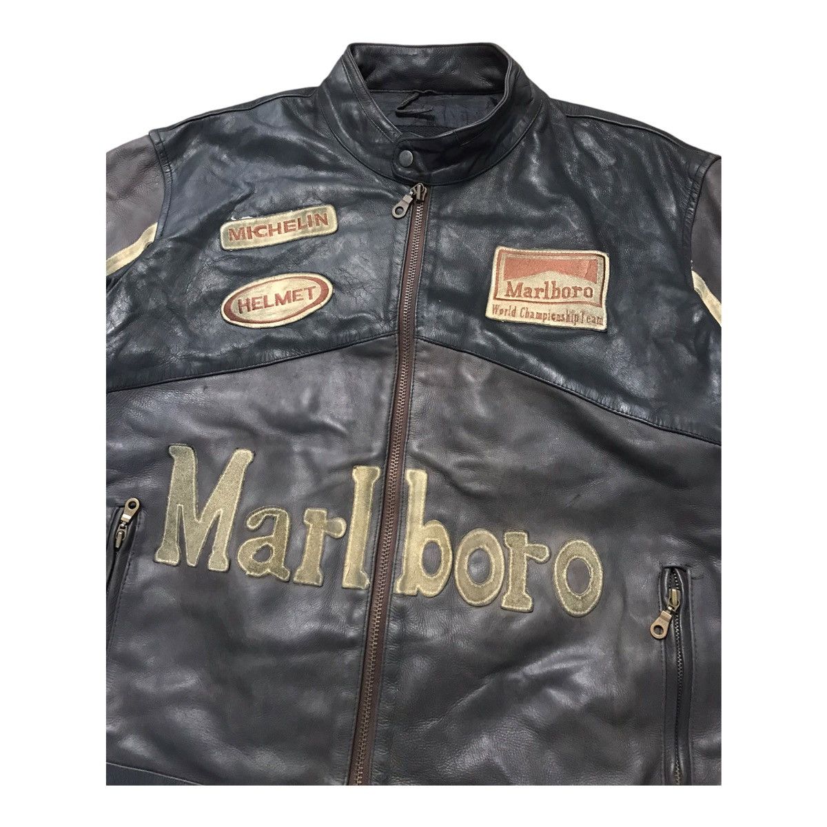 Marlboro Vintage 90s Malboro Leather Racing Jacket Size US XL / EU 56 / 4 - 5 Thumbnail