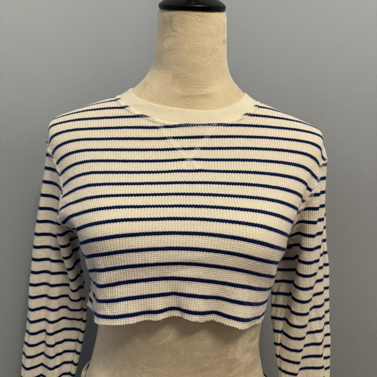 Handmade × Other Reworked white and navy striped crop top and skirt set Size XS / US 0-2 / IT 36-38 - 2 Thumbnail