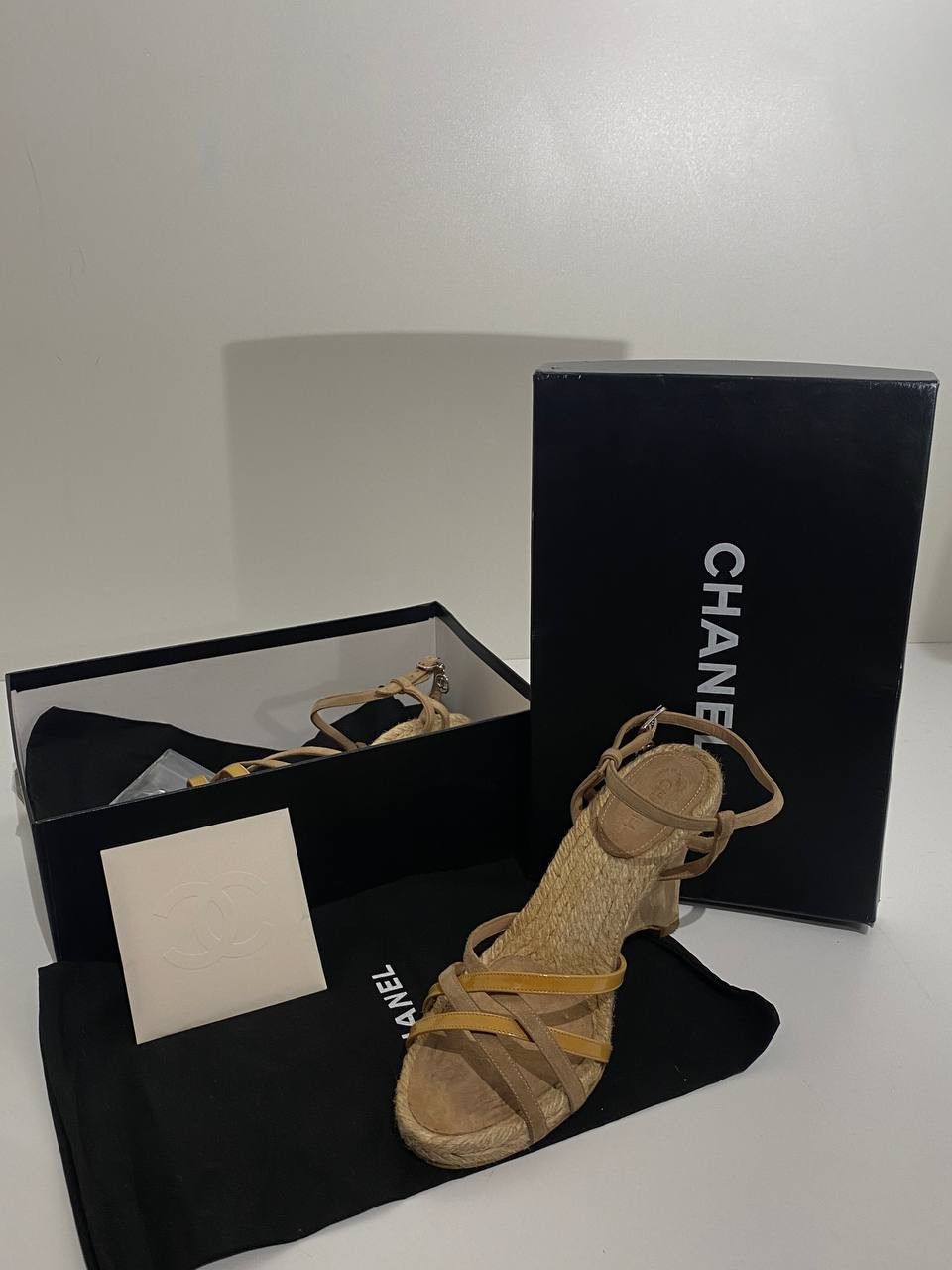 Chanel CHANEL Coco Mark Suede Espadrilles Heel Sandals Mules Shoes Size US 8.5 / IT 38.5 - 5 Thumbnail