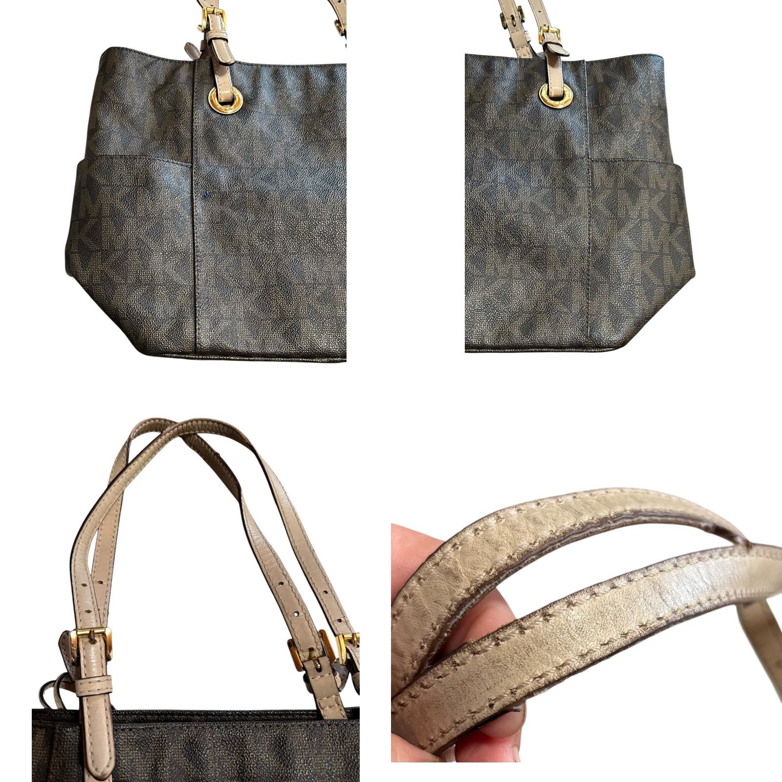 Vintage Michael Kors Jet Set Travel Brown Tote Shoulder HandBag Purse Women’s Leather Exterior Tote Bag Size ONE SIZE - 10 Thumbnail