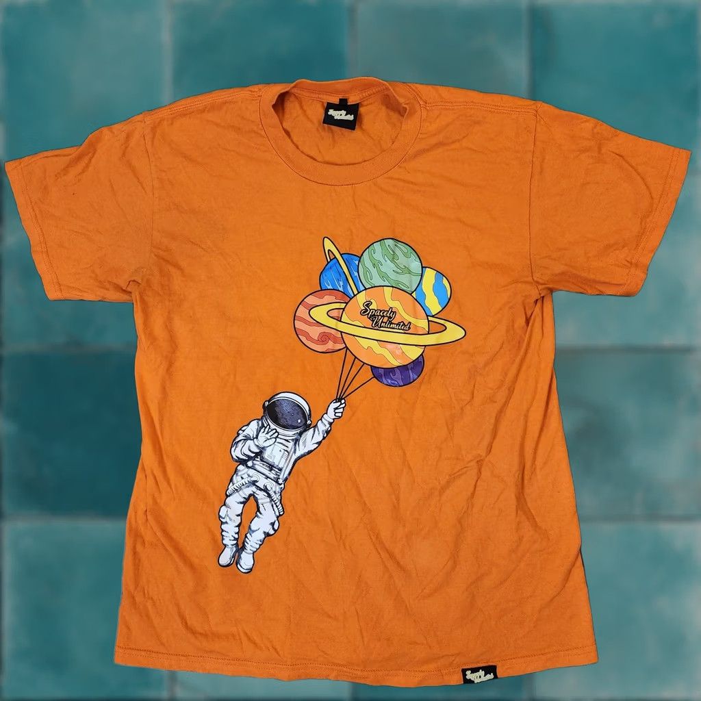 Vintage Spacely Unlimited Men's T-Shirt - Orange, L, Cotton, Short Sleeve, Solid, Space Theme, Regular Fit Size US L / EU 52-54 / 3 - 1 Thumbnail