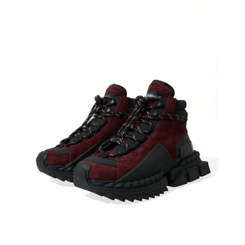 Dolce & Gabbana Dolce & Gabbana Burgundy Leather High Top Sneakers Size US 6 / EU 39 - 3 Thumbnail