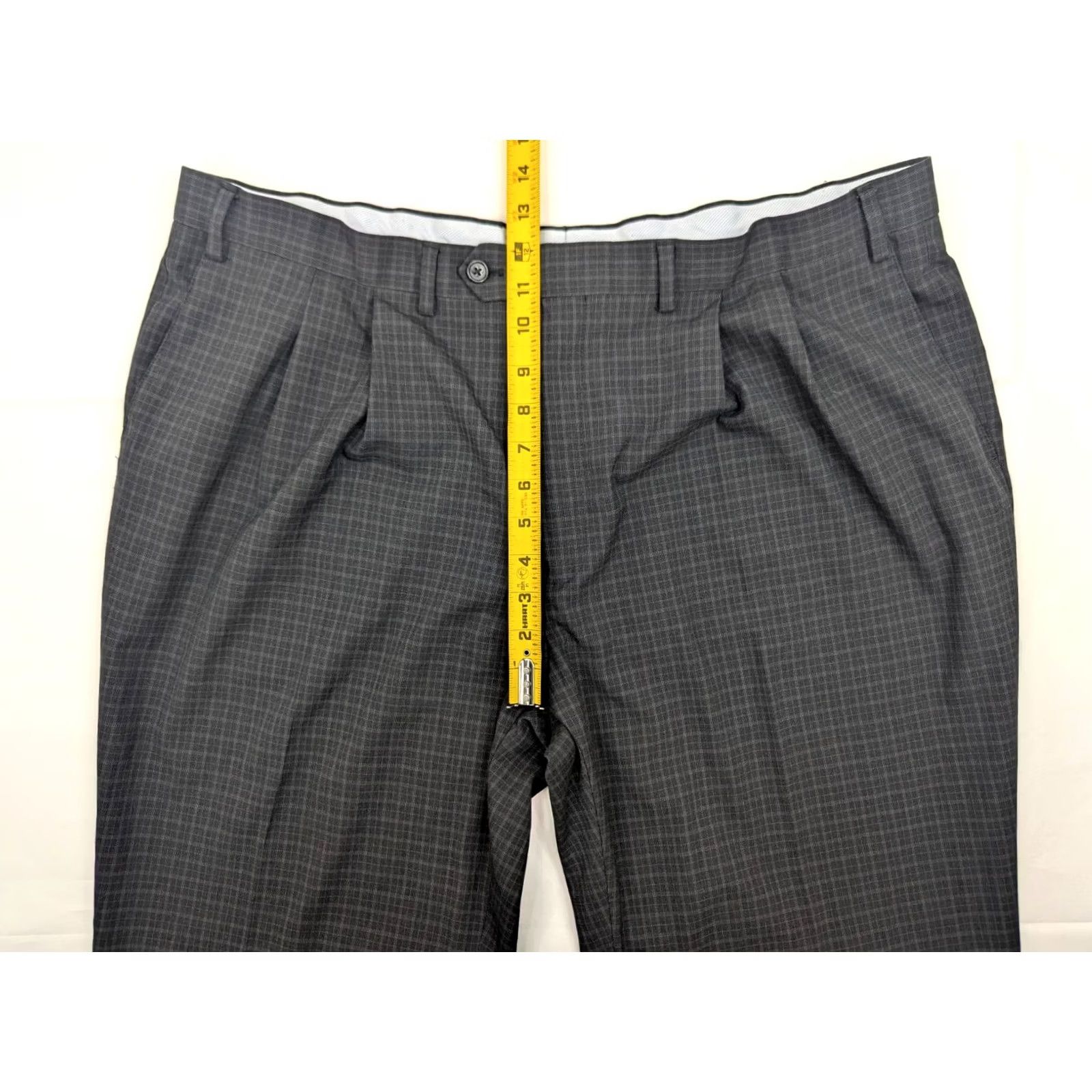 Ralph Lauren Ralph Lauren Blue Label Straight Pant Men 42x30 Gray Plaid Dress Pants Reg 42in Waist X 29.5in Inseam Wide USP Logo Zipper Button Hook & Eye Size US 42 / EU 58 - 4 Thumbnail