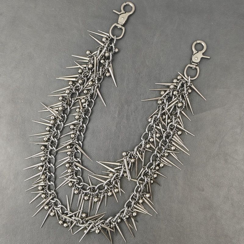 Jewelry Exaggerate Punk Double Layer Rivet Pants Chain Accessories Size ONE SIZE - 3 Thumbnail
