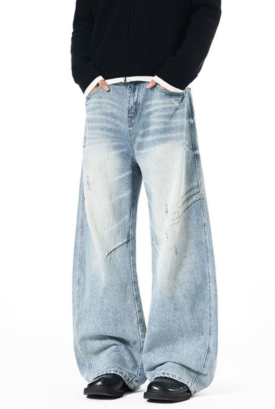 Vintage American high street distressed curved jeans Size US 32 / EU 48 - 4 Thumbnail