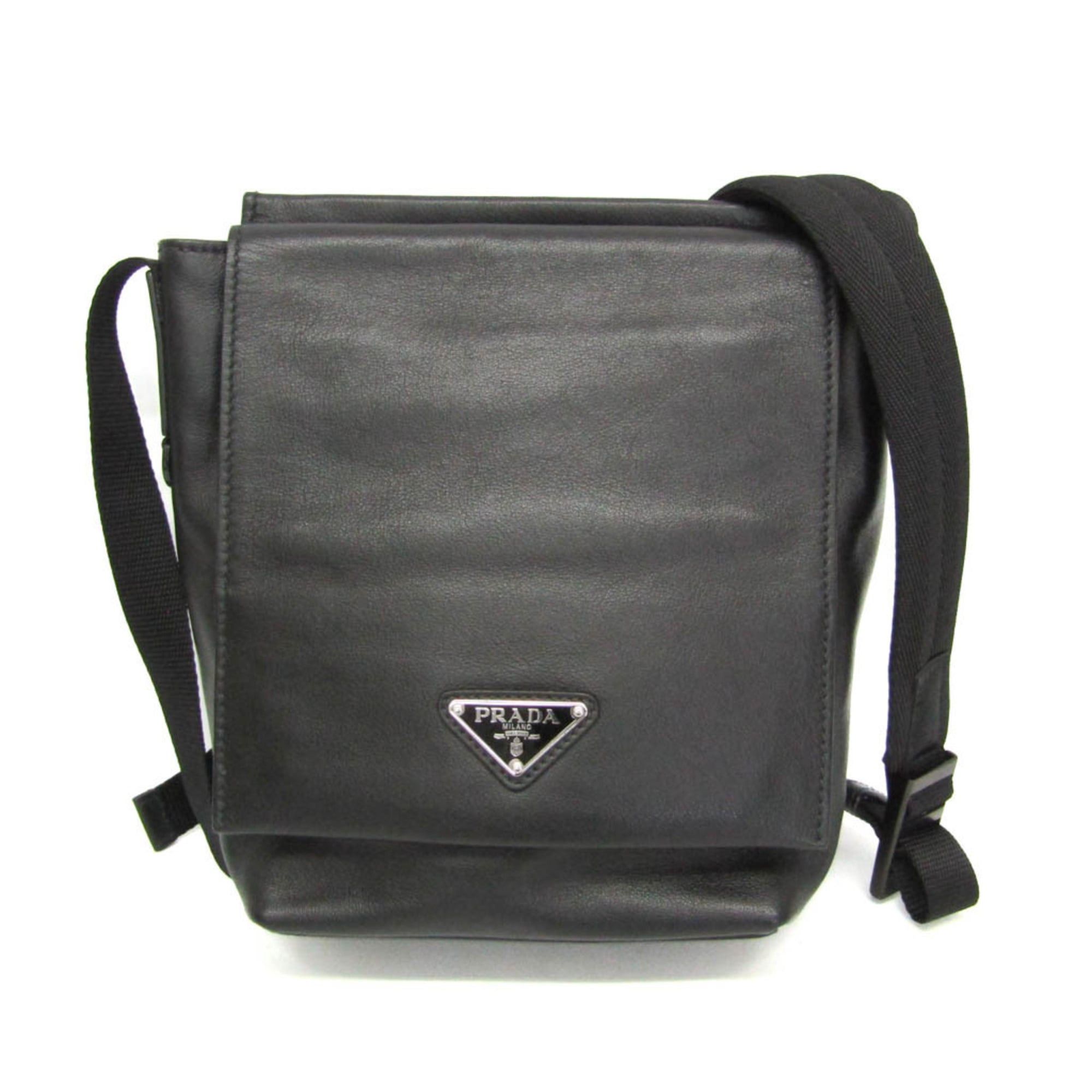 Prada Prada Men,Women Leather Shoulder Bag Black Size ONE SIZE - 1 Thumbnail