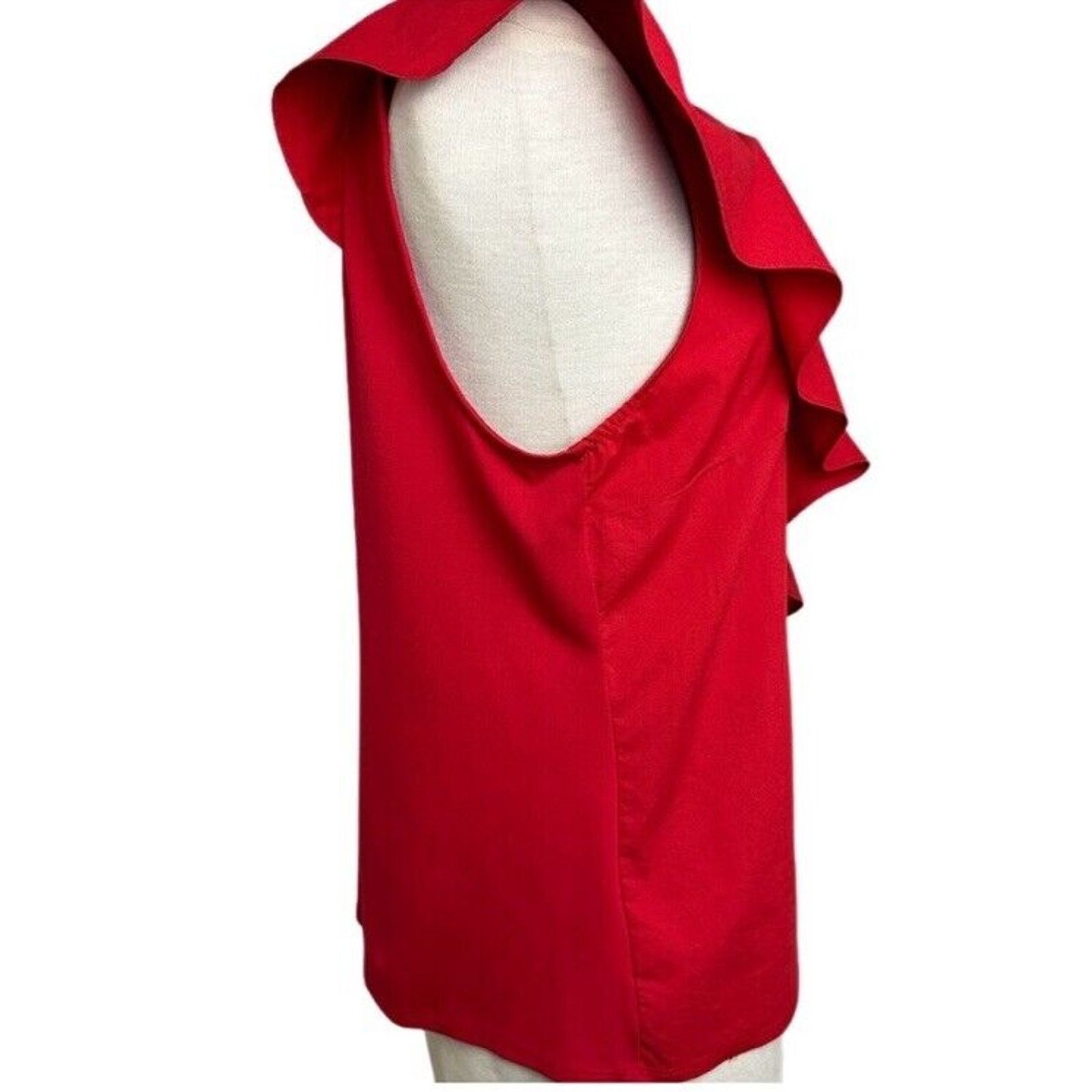 I.N.C I.N.C. One-Shoulder Asymmetrical Ruffled Red Top XL Size XL / US 12-14 / IT 48-50 - 4 Thumbnail