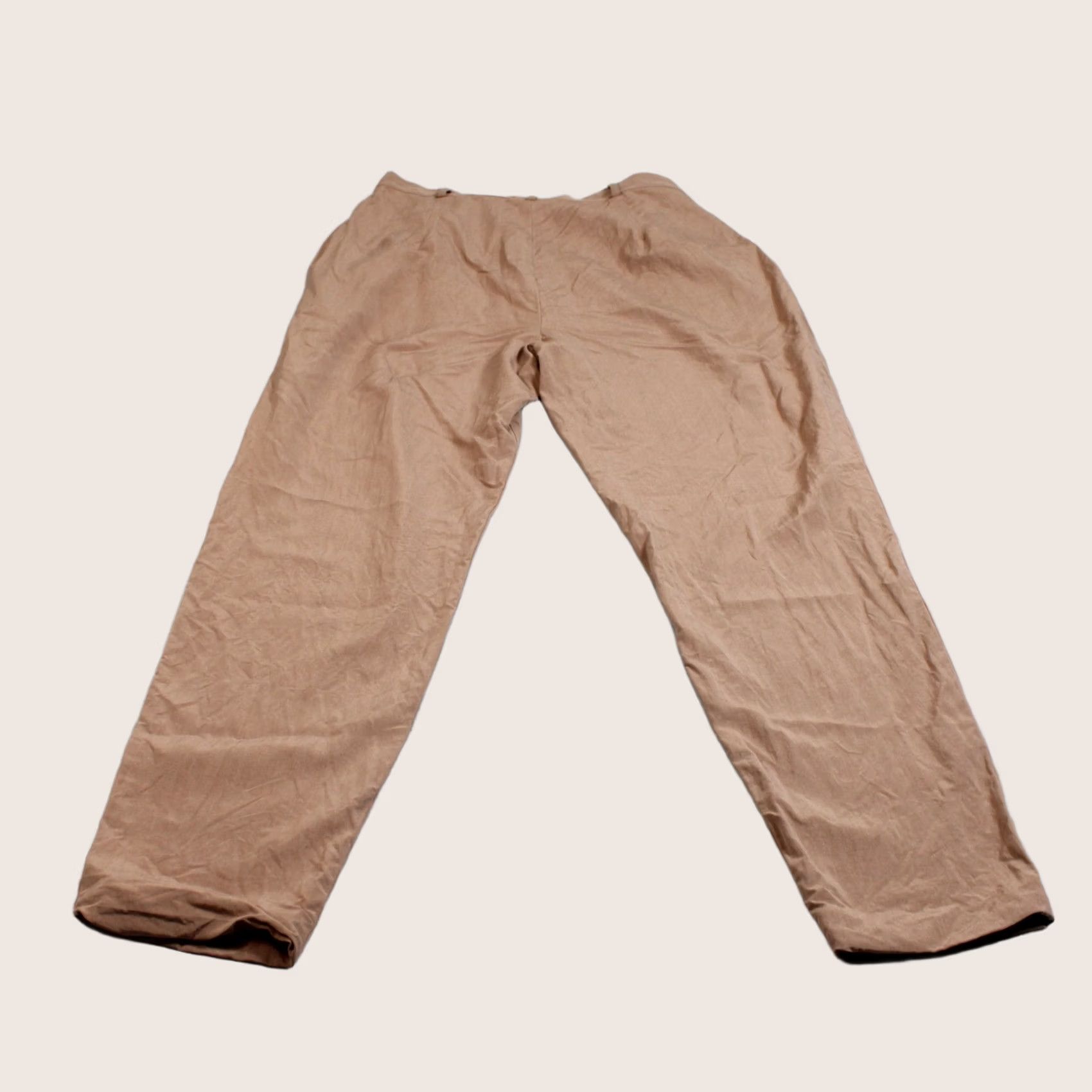 Calvin Klein VINTAGE Calvin Klein Silk Pants Women 14 Brown Pleated Tapered Ankle Office Quiet Luxury 90s Womens Pants Size 36" / US 14 / IT 50 - 1 Thumbnail