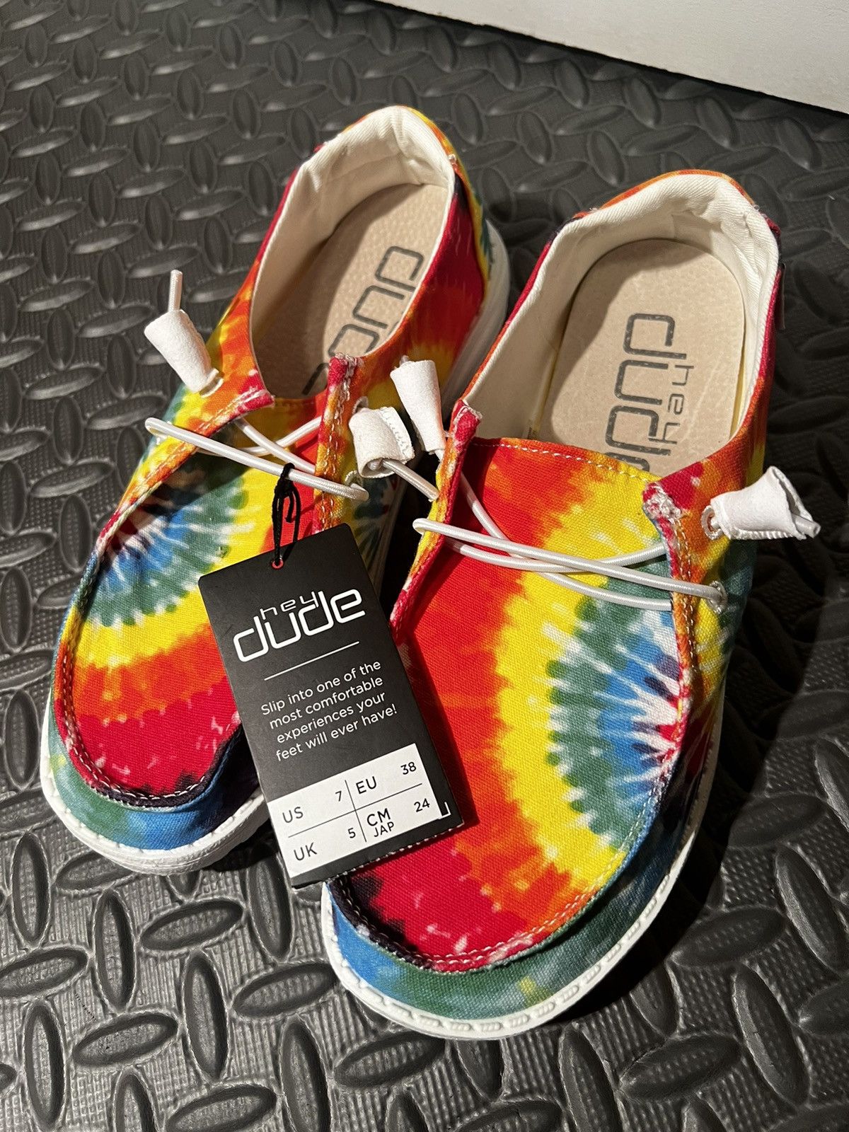 NEW Hey Dude Wendy Tie Dye size Womens Rainbow shoes