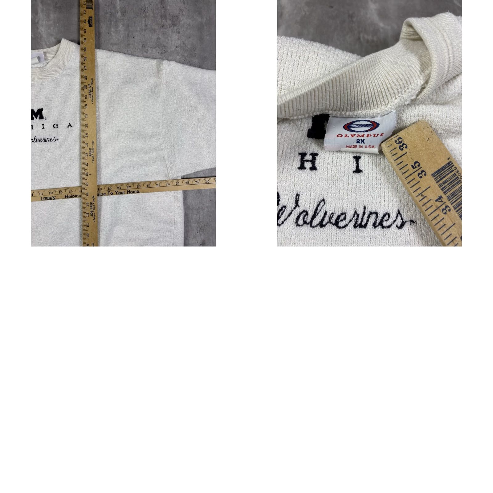 Vintage VINTAGE Michigan Wolverines FLEECE Sweatshirt White 2XL Embroidered Graphic Print Pullover Sweatshirt Men Size US XXL / EU 58 / 5 - 8 Thumbnail